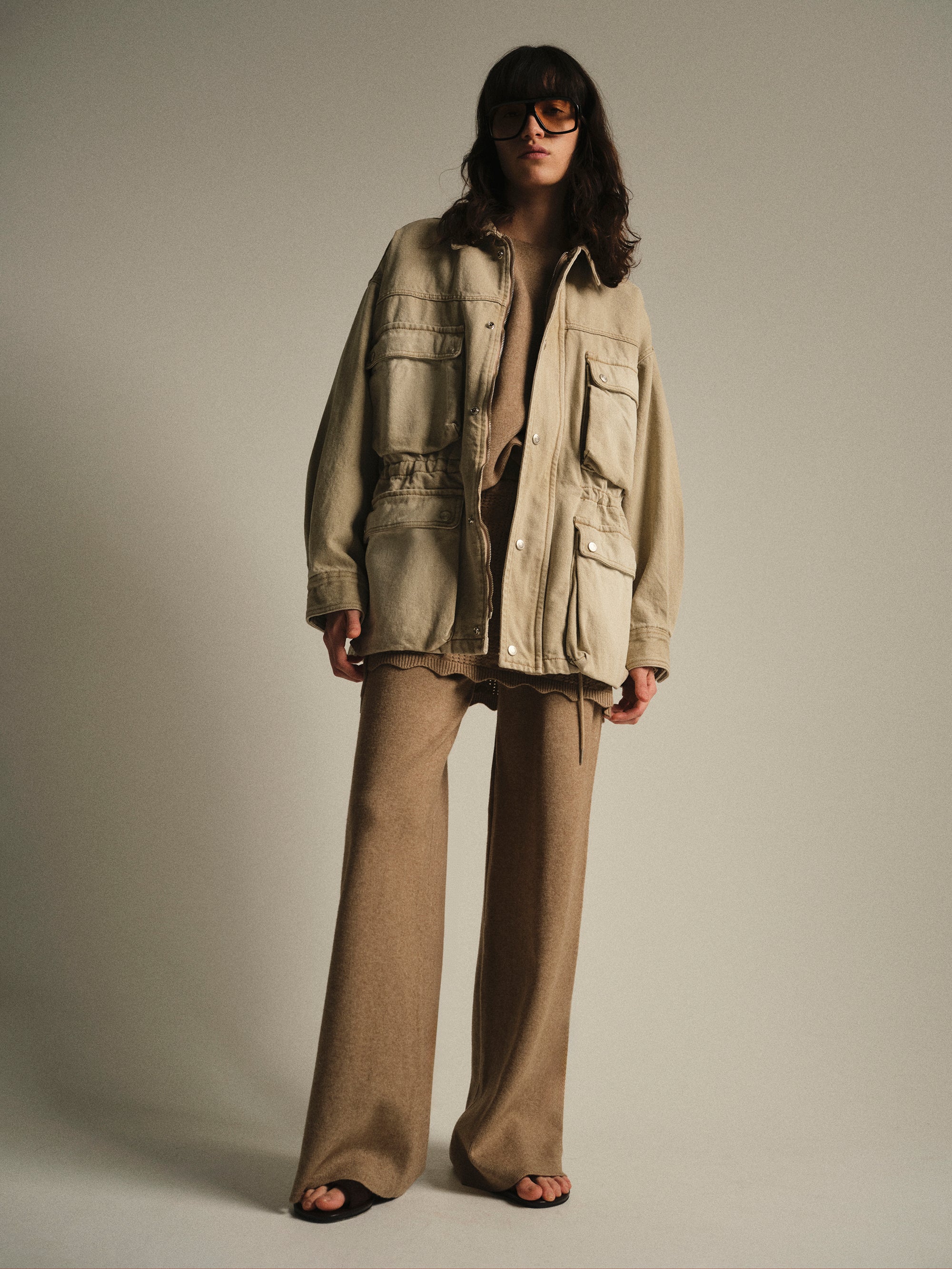 Washed Field Denim Jacket, Beige - Image 3