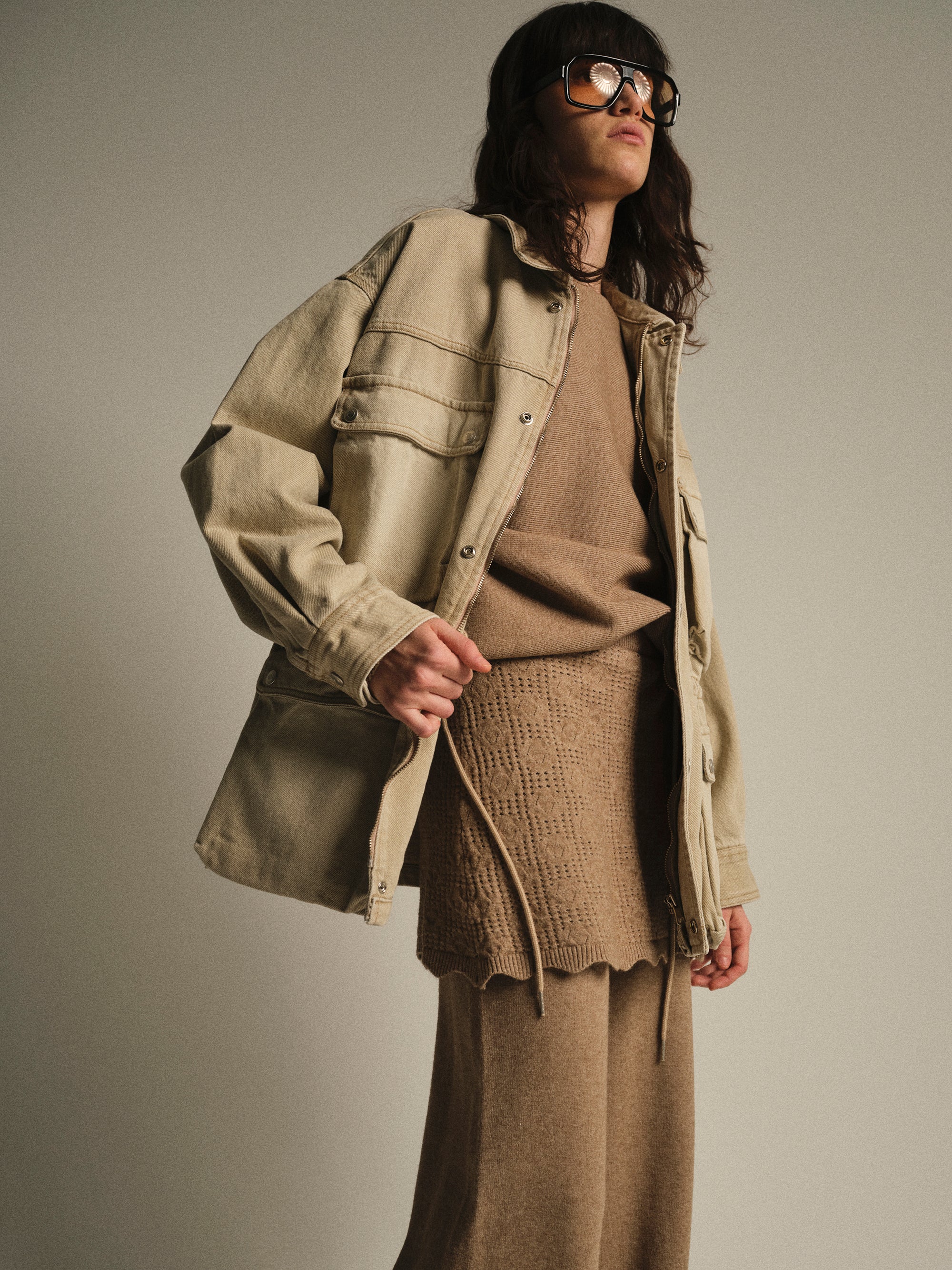 Washed Field Denim Jacket, Beige - Image 4
