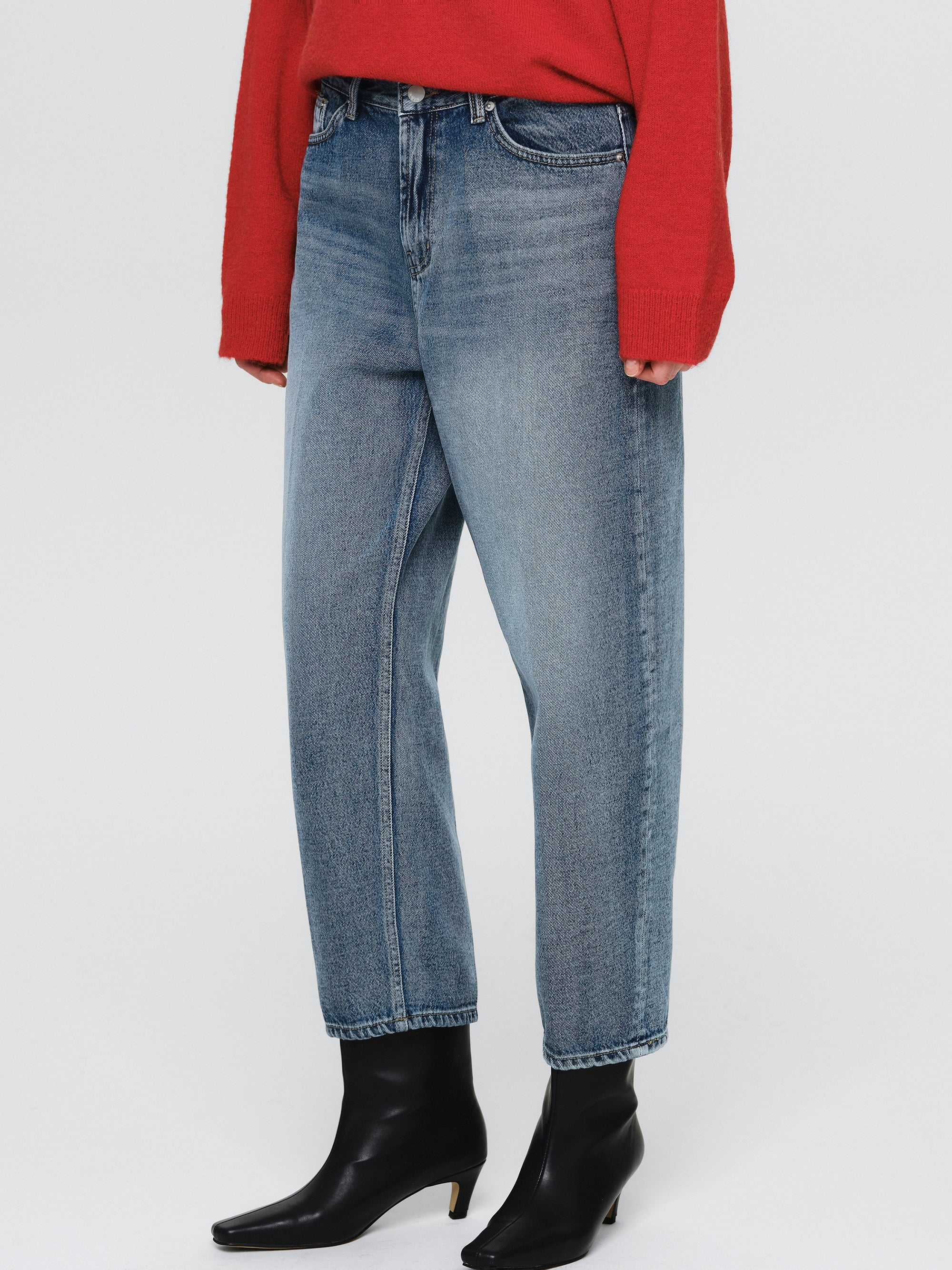 Washed Mom Fit Jeans, Blue - Image 2