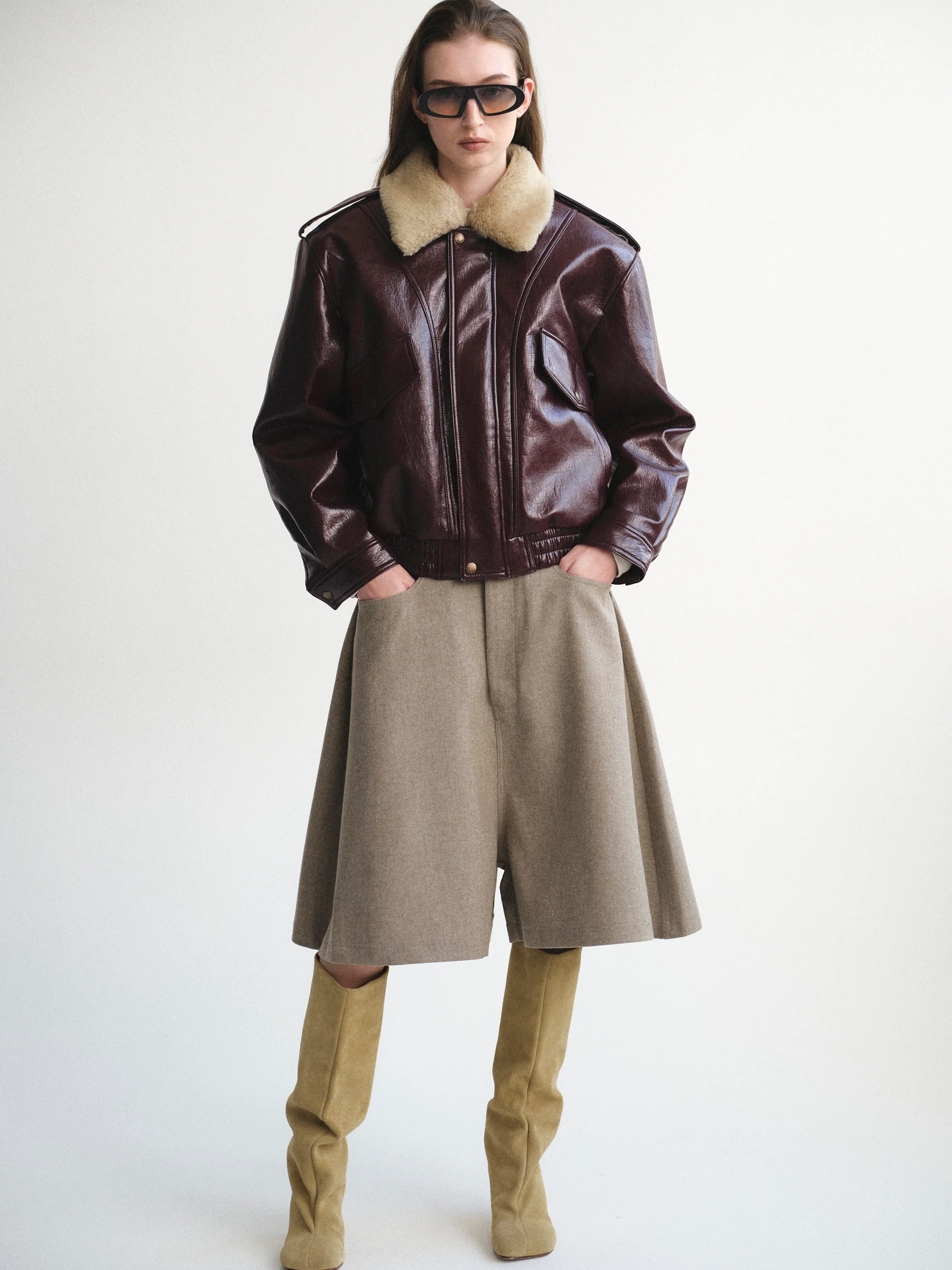 Wide Bermuda Shorts, Beige - Image 5