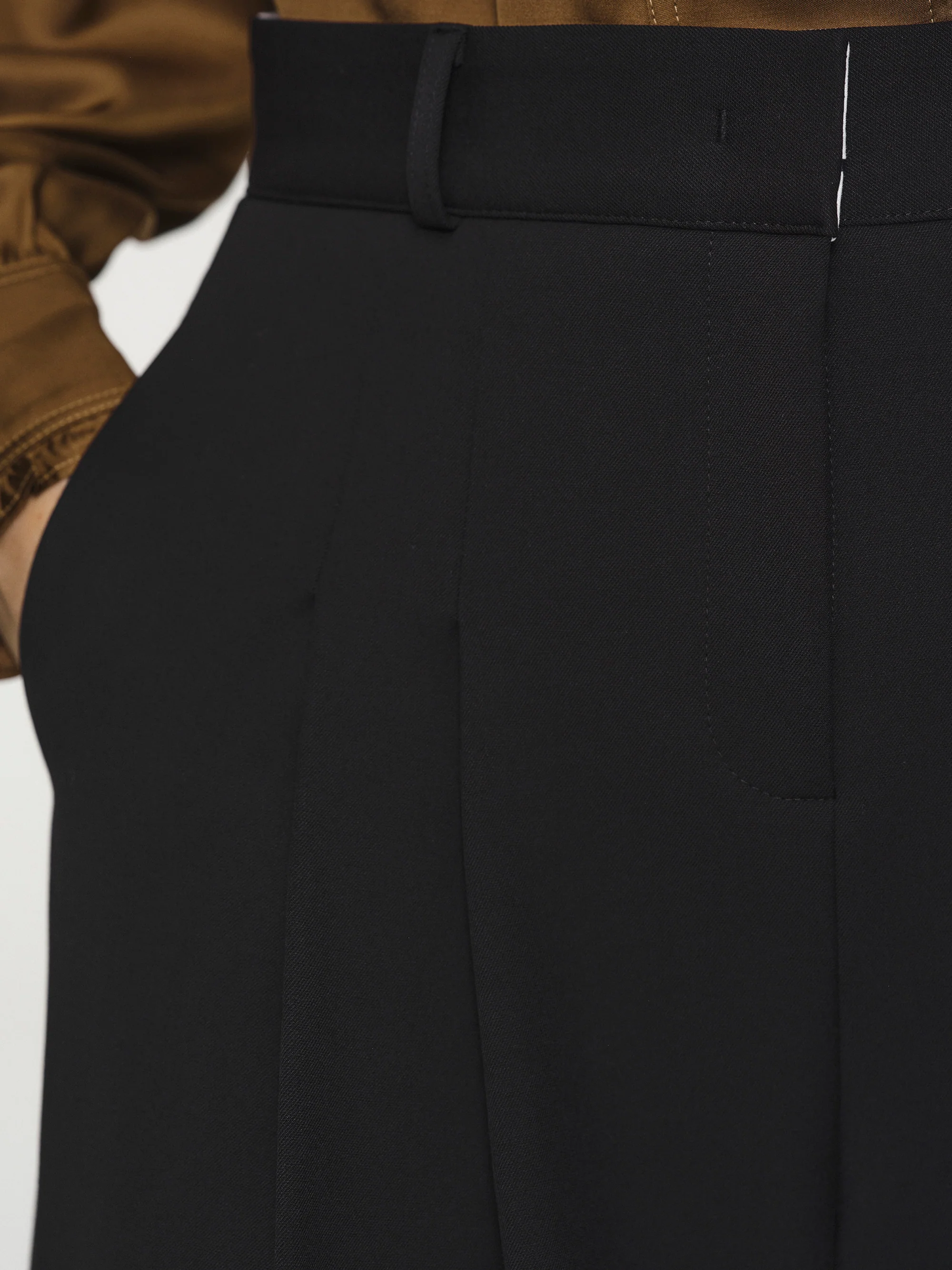 Wide Double Pleated Trousers, Black - Image 2