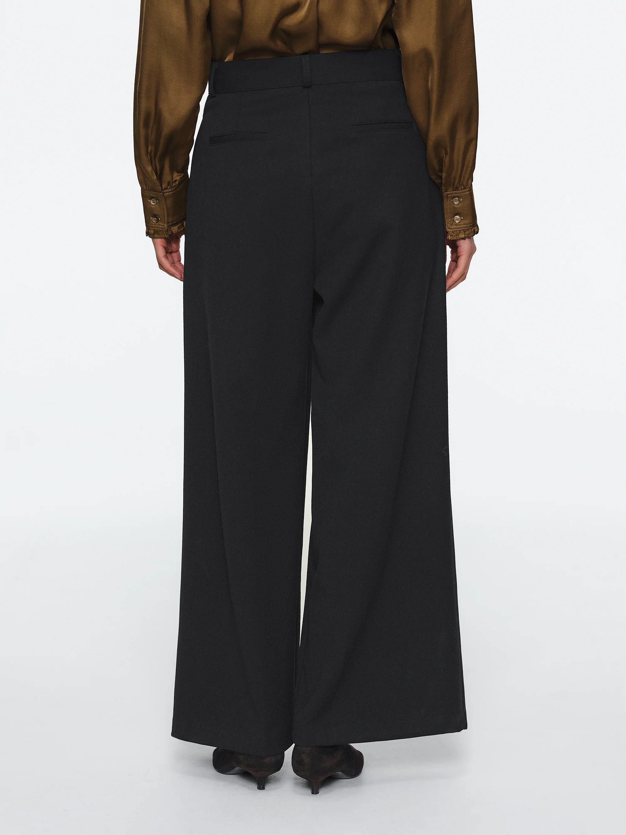 Wide Double Pleated Trousers, Black - Image 4