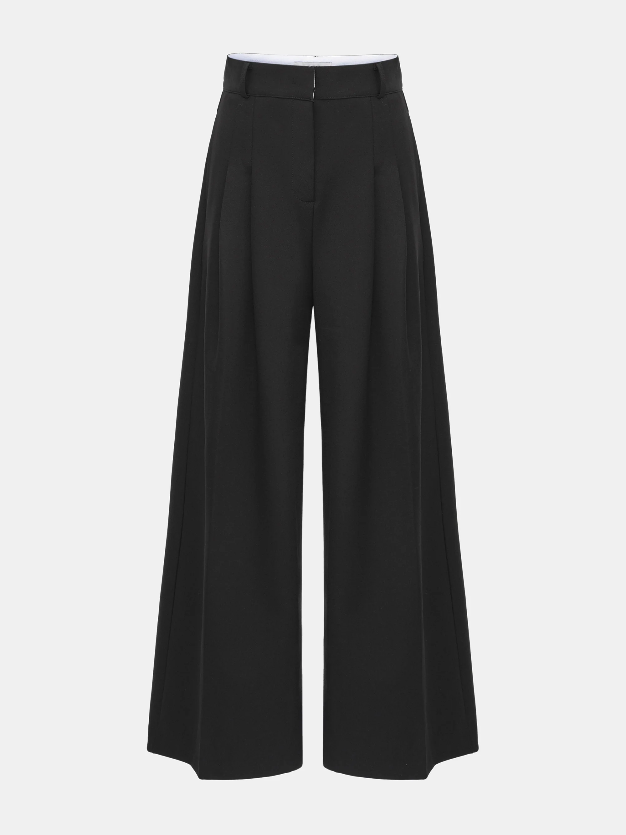 Wide Double Pleated Trousers, Black - Image 5