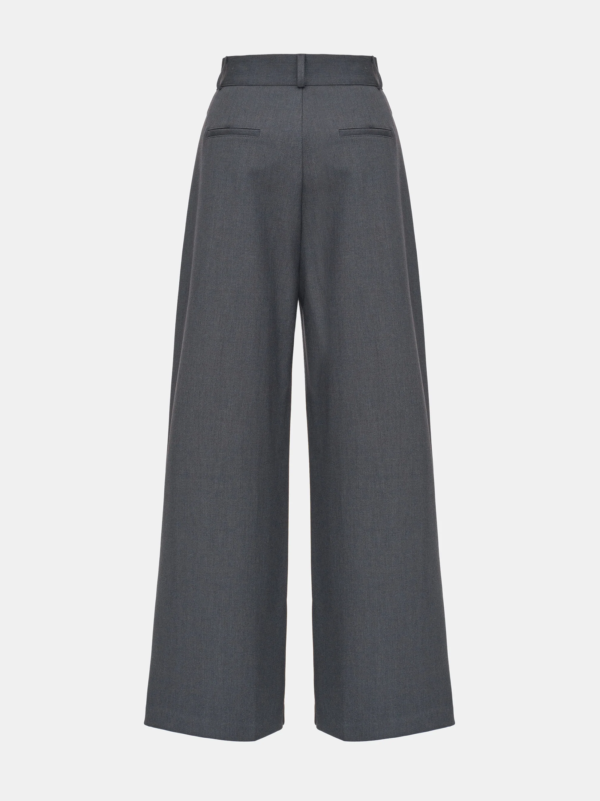 Wide Double Pleated Trousers, Charcoal - Image 6