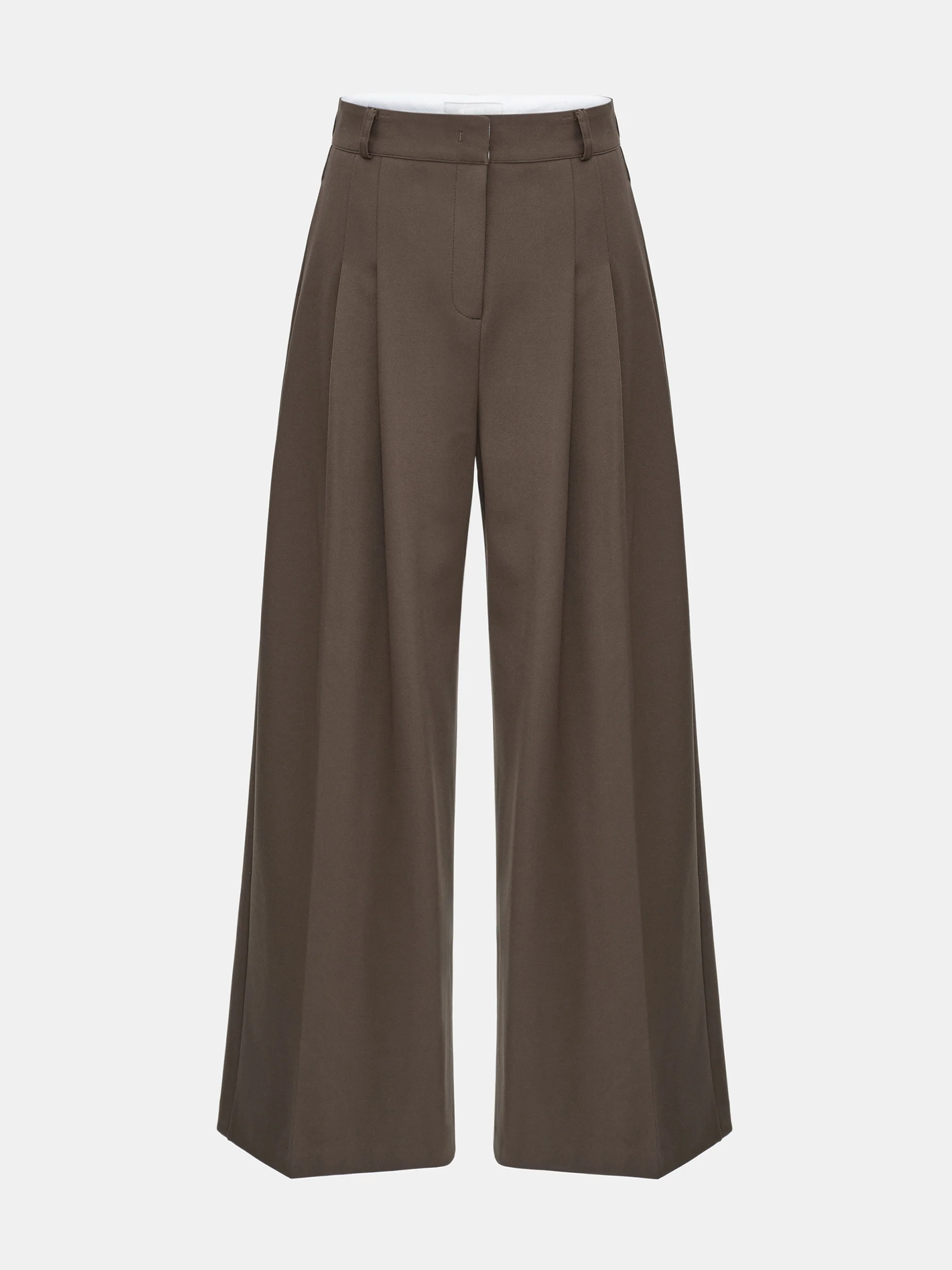 Wide Double Pleated Trousers, Mocha - Image 5