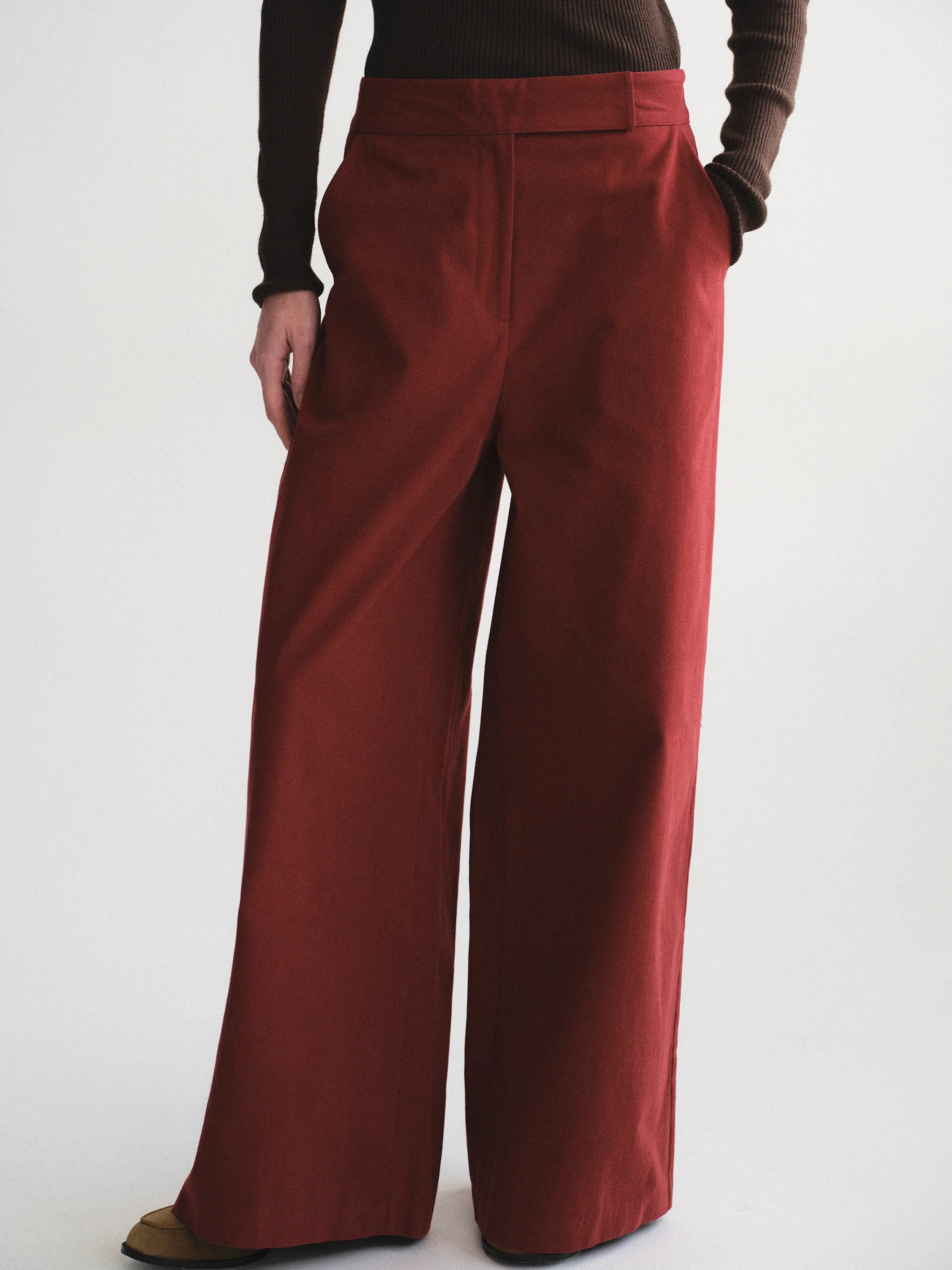 Wide-Leg Corduroy Pants, Red - Image 2