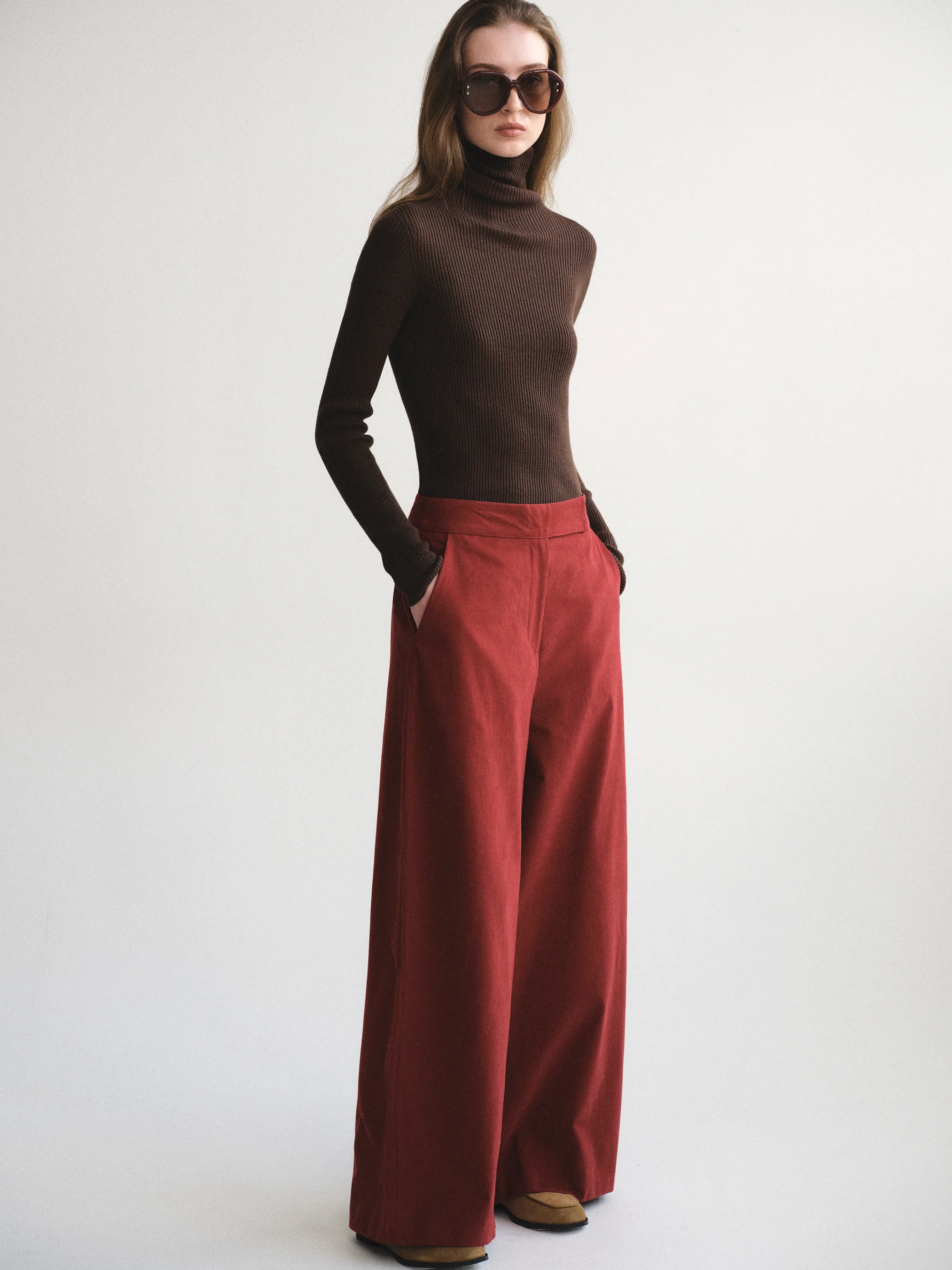 Wide-Leg Corduroy Pants, Red - Image 4