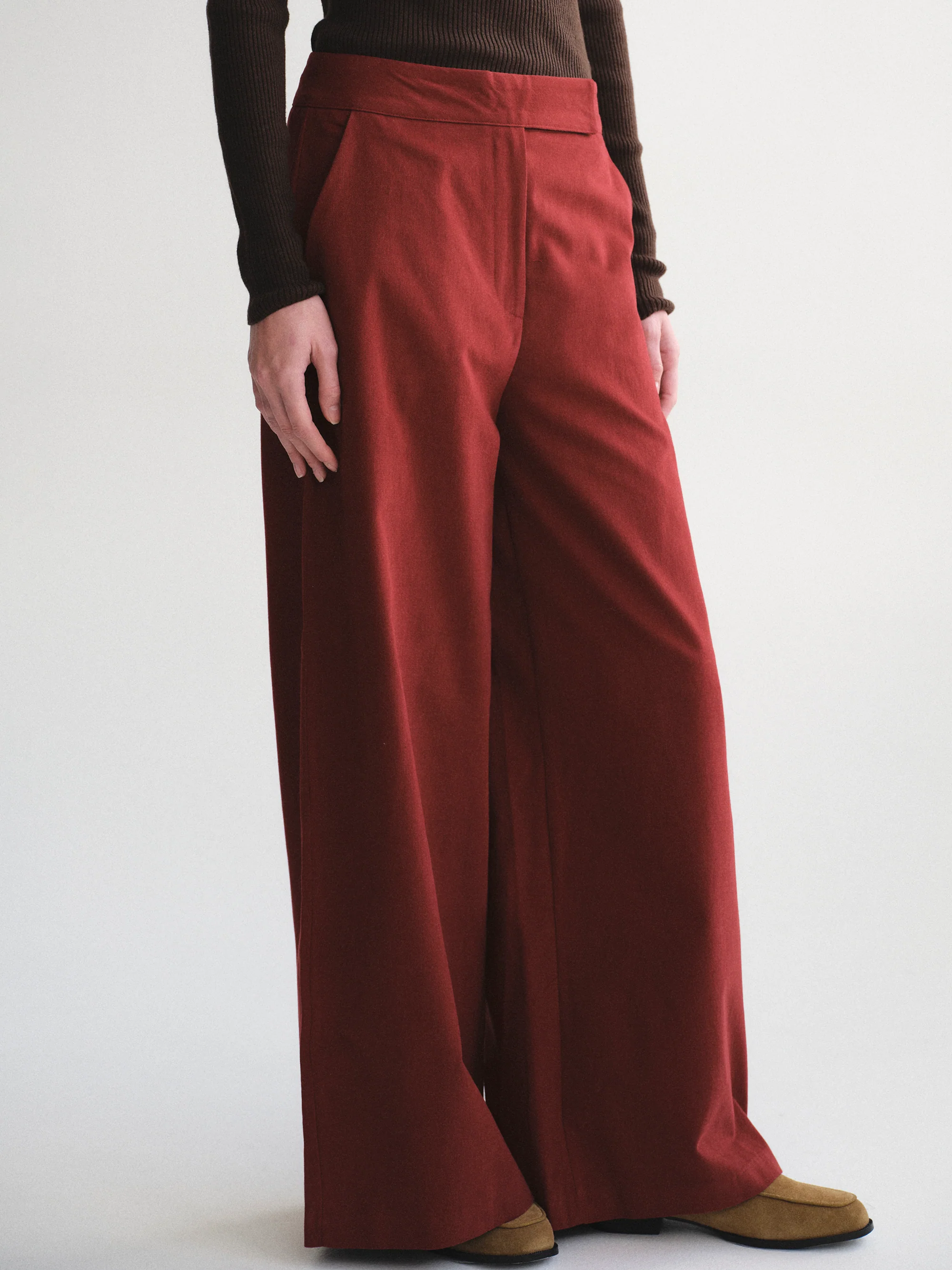 Wide-Leg Corduroy Pants, Red - Image 5