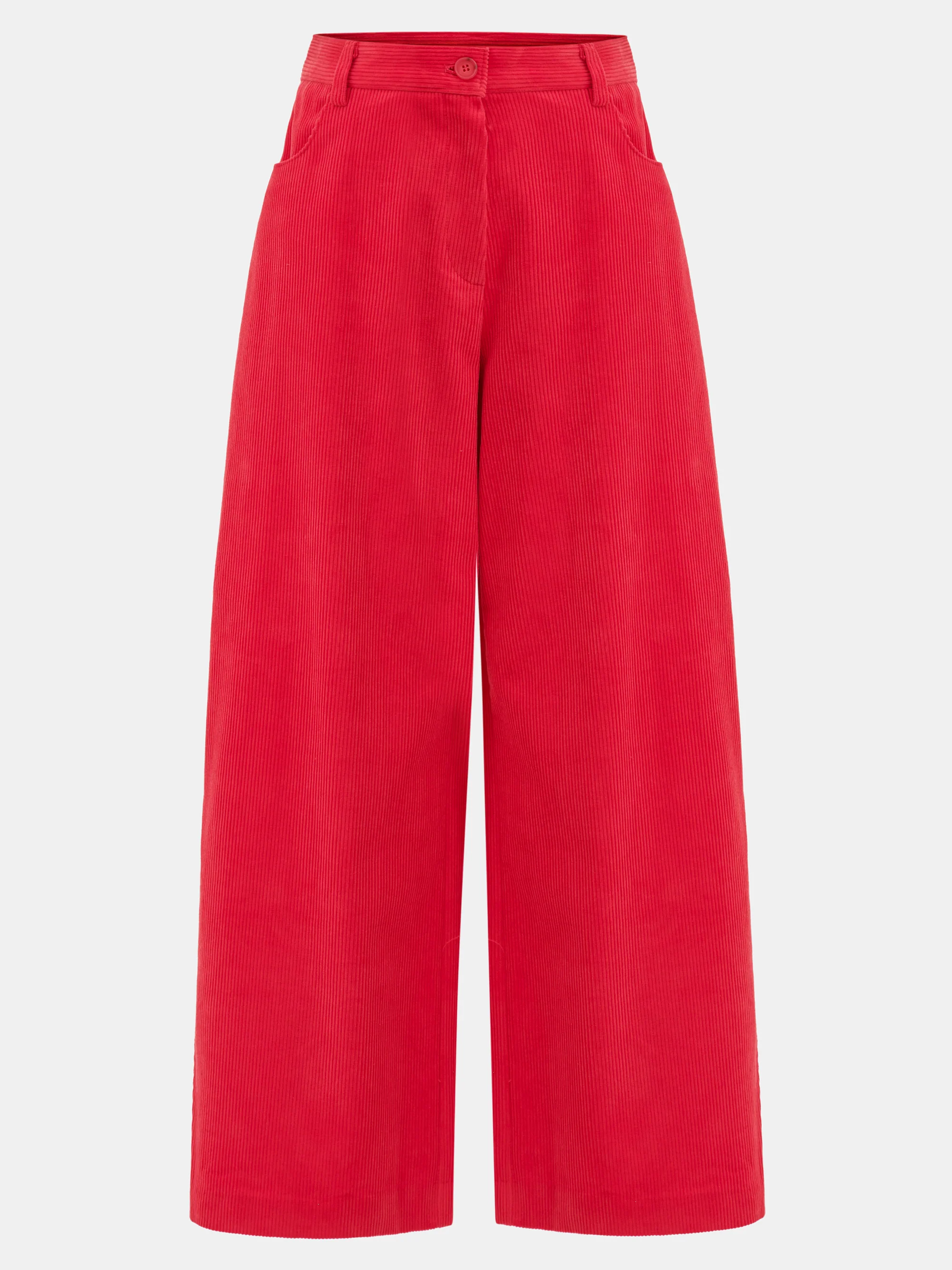 Wide-Leg Corduroy Trousers, Red - Image 5