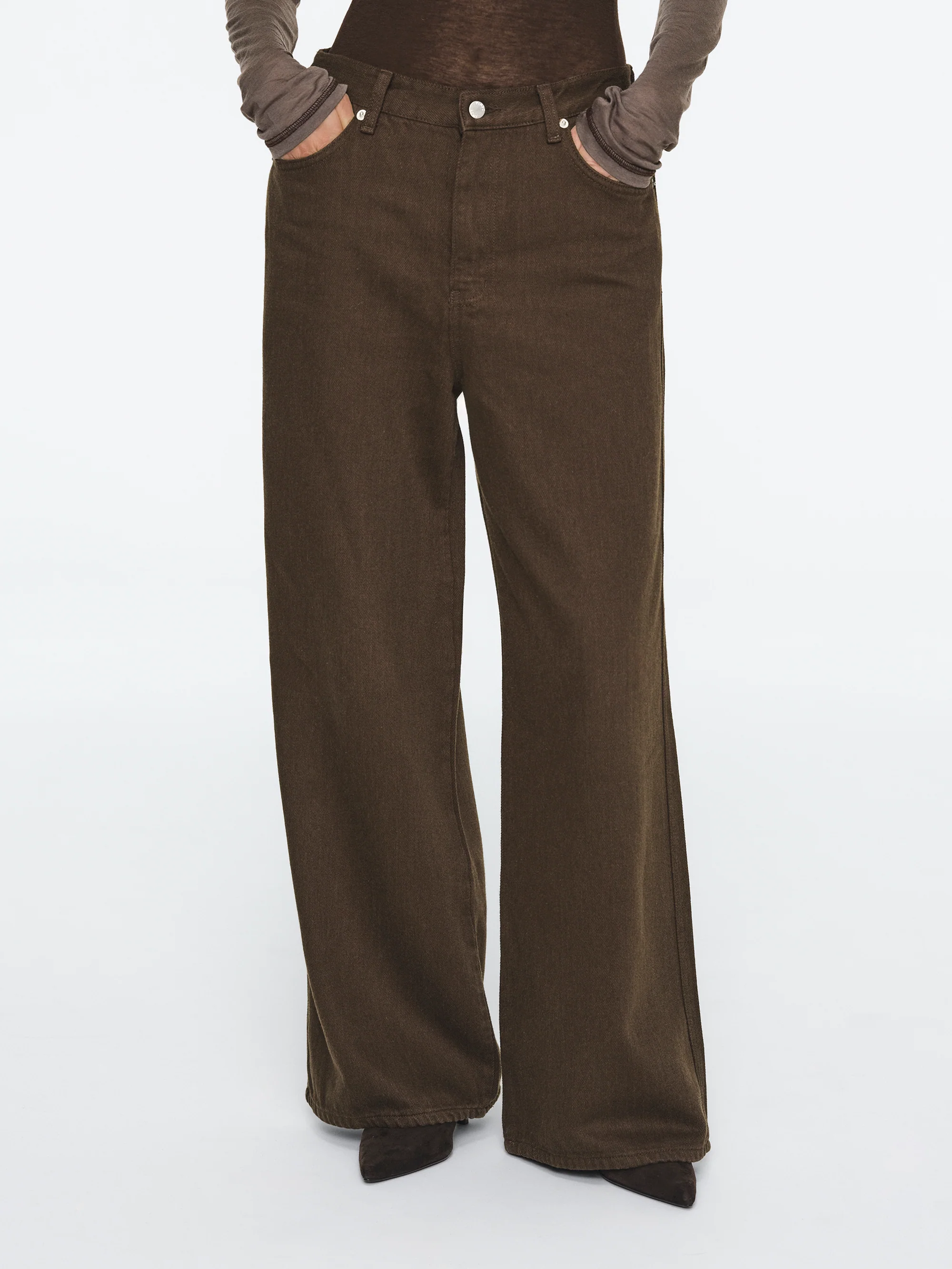 Wide-Leg Jeans, Brown