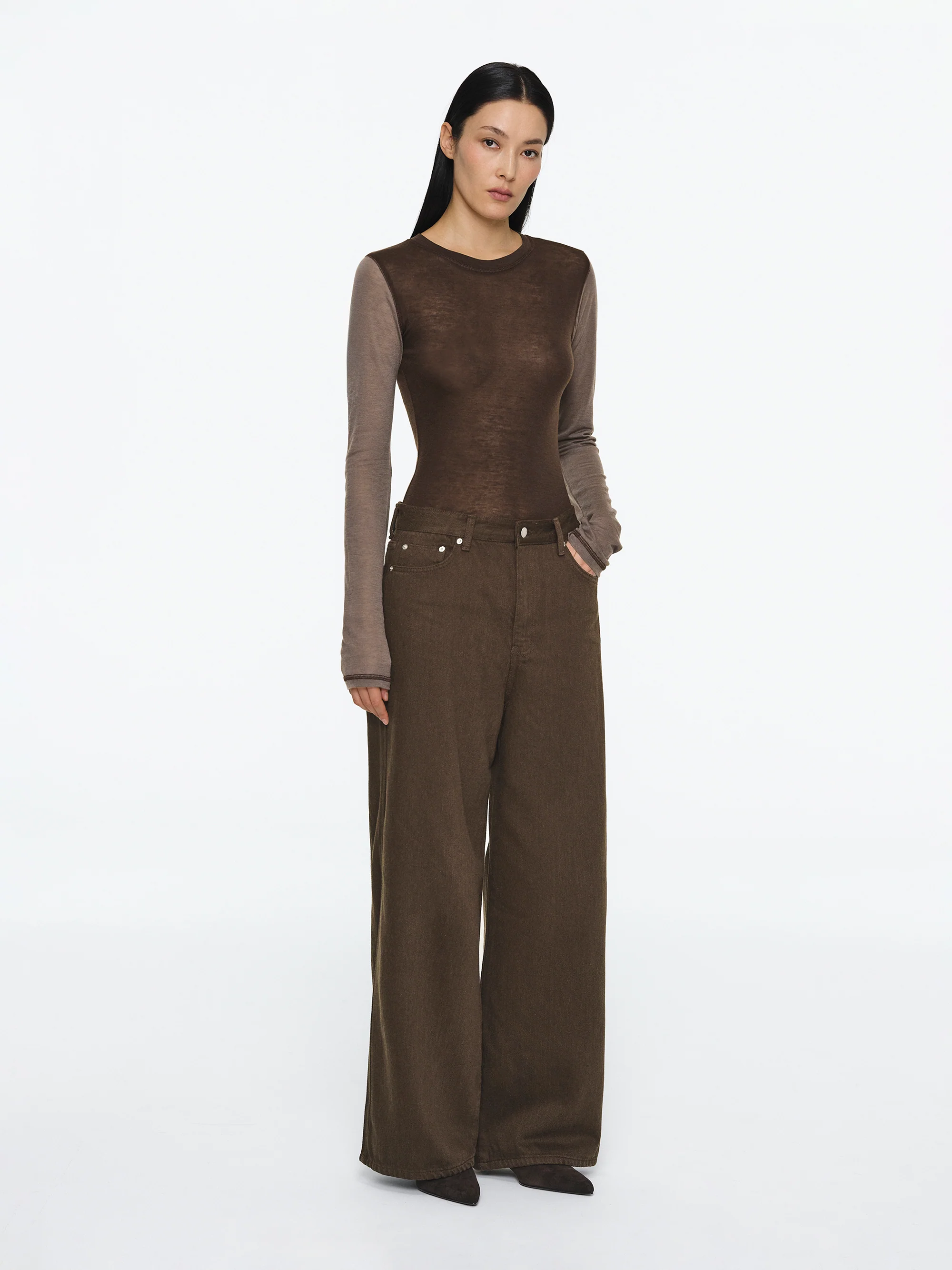 Wide-Leg Jeans, Brown - Image 2