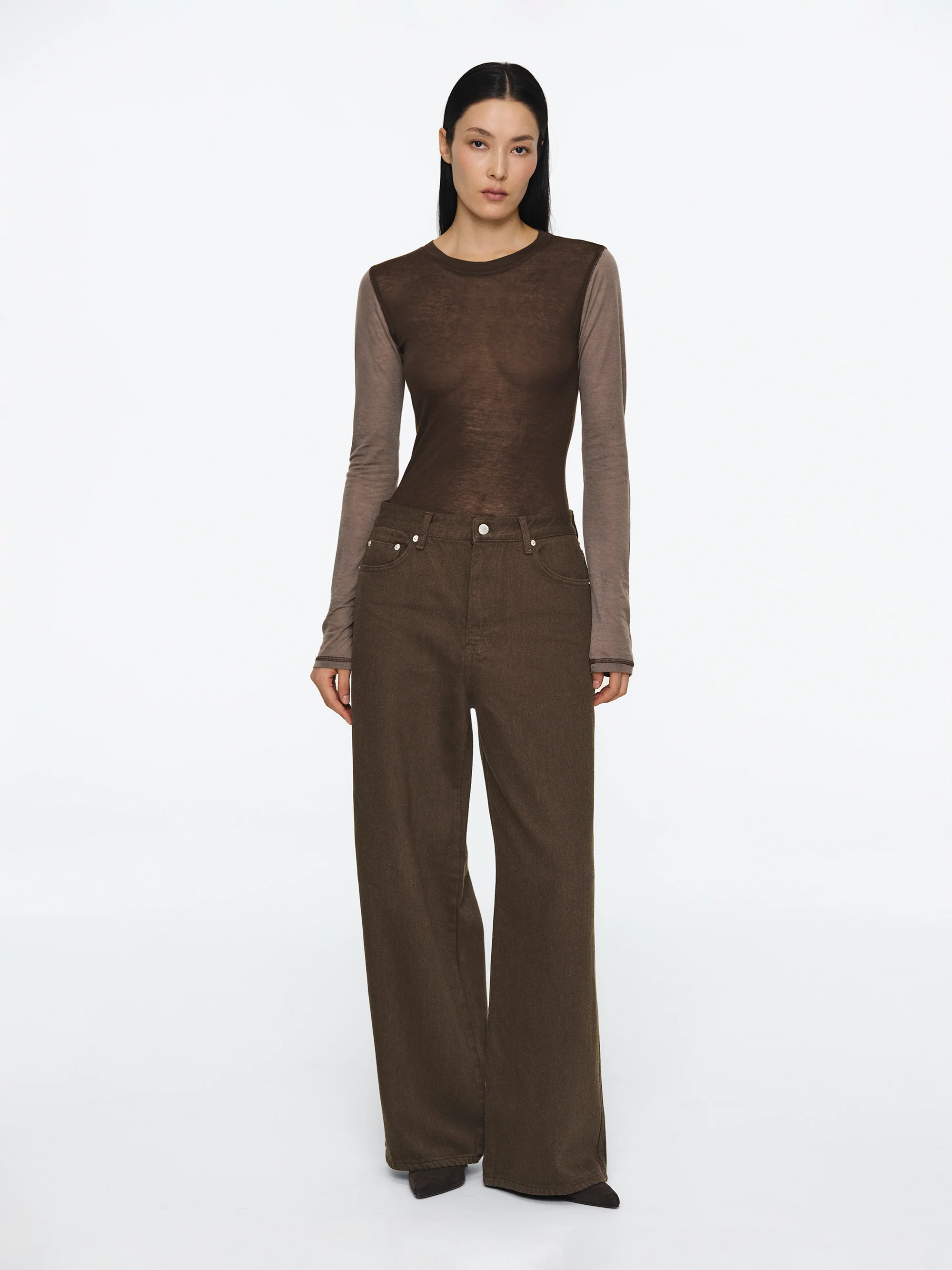 Wide-Leg Jeans, Brown - Image 3