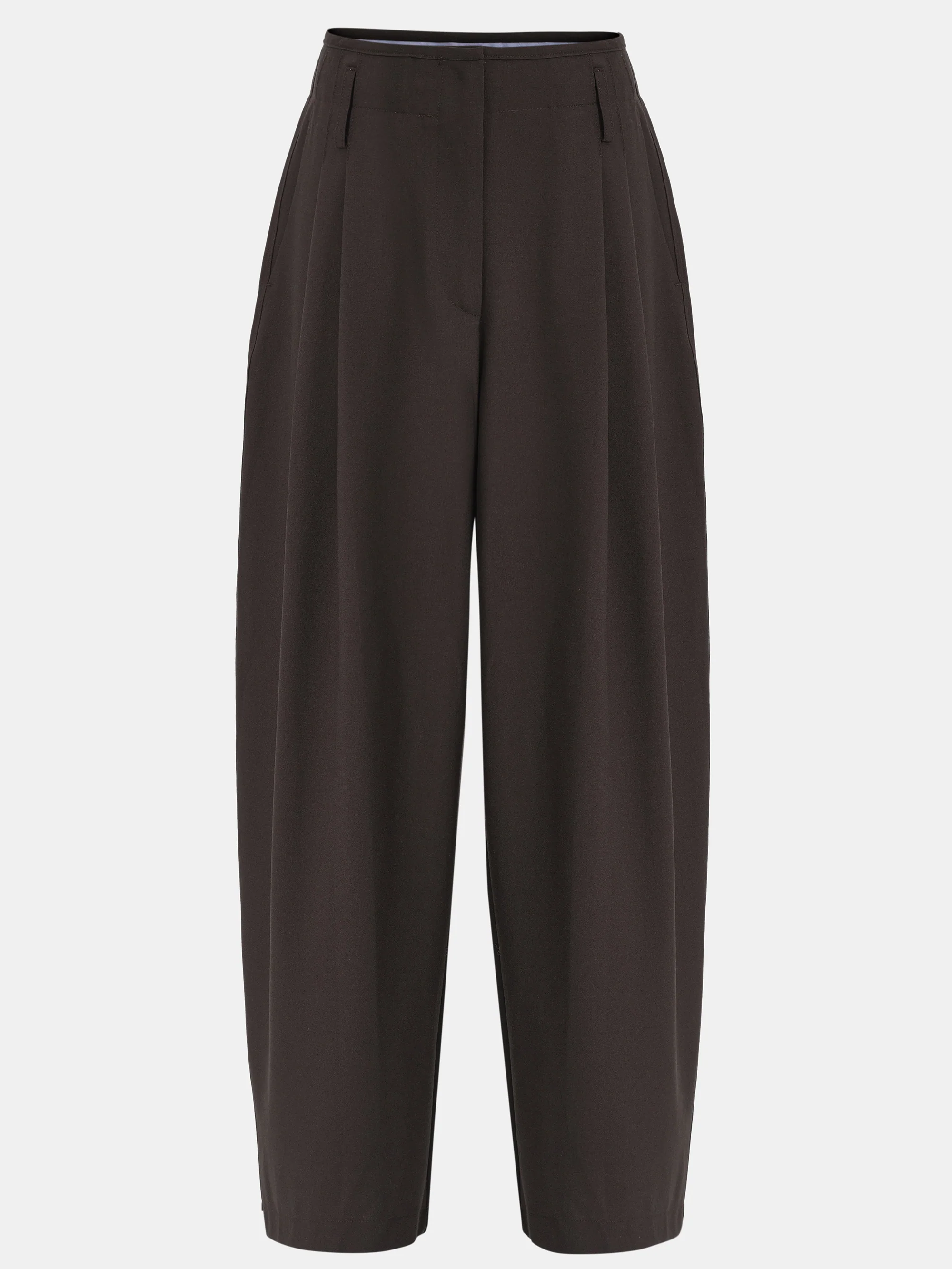 Wide Leg Pleated Trousers, Brown - Image 4