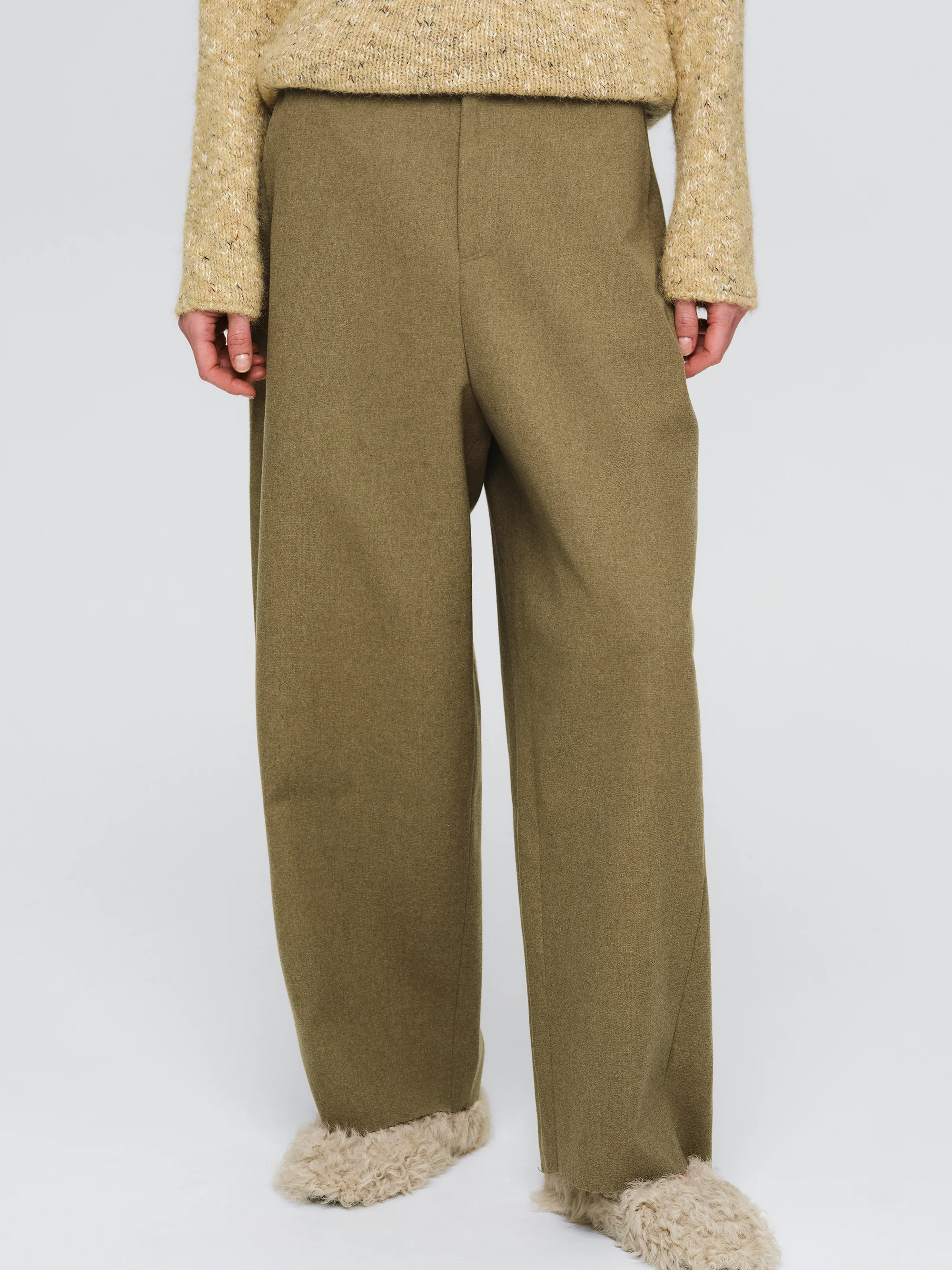 Wide-Leg Trousers, Beige