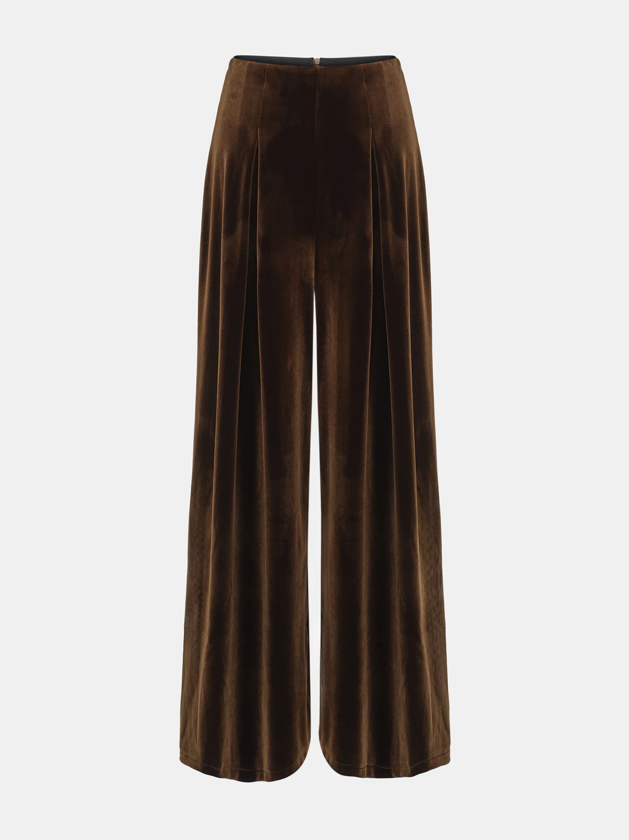 Wide-Leg Velvet Trousers, Brown - Image 5