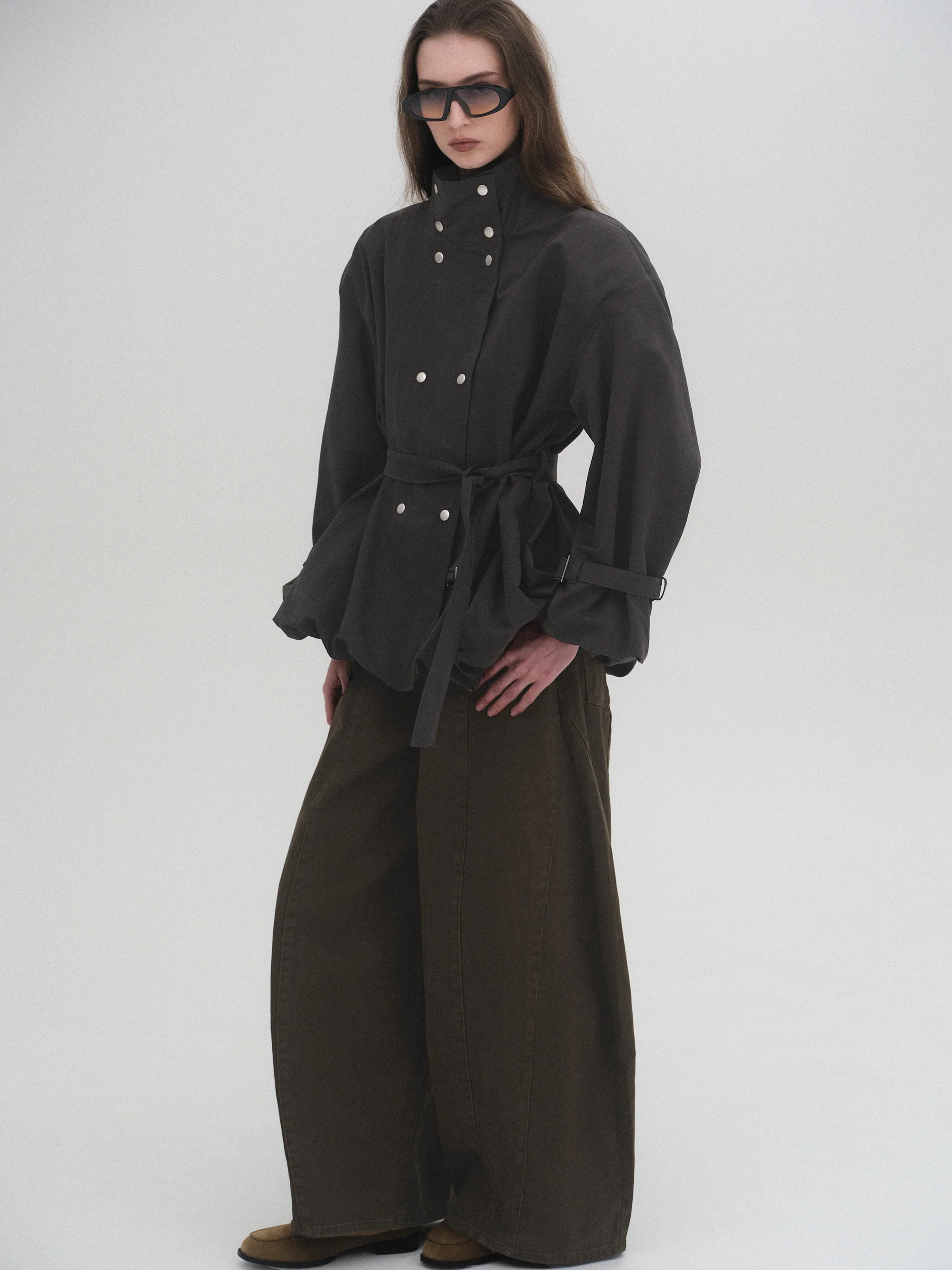Wide Paneled Jeans, Brown - Image 2