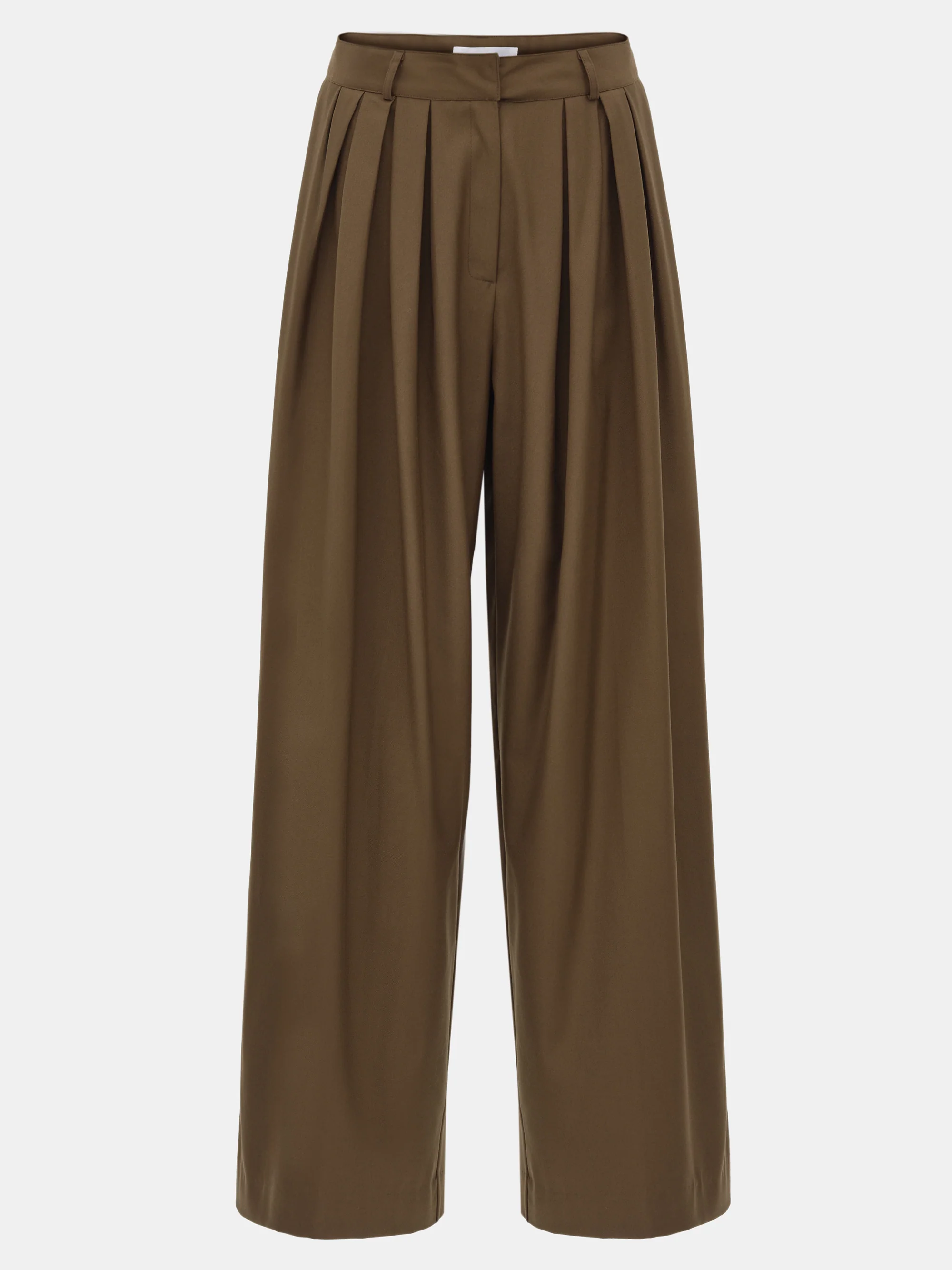 Wide Pleated Trousers, Brown - Image 5