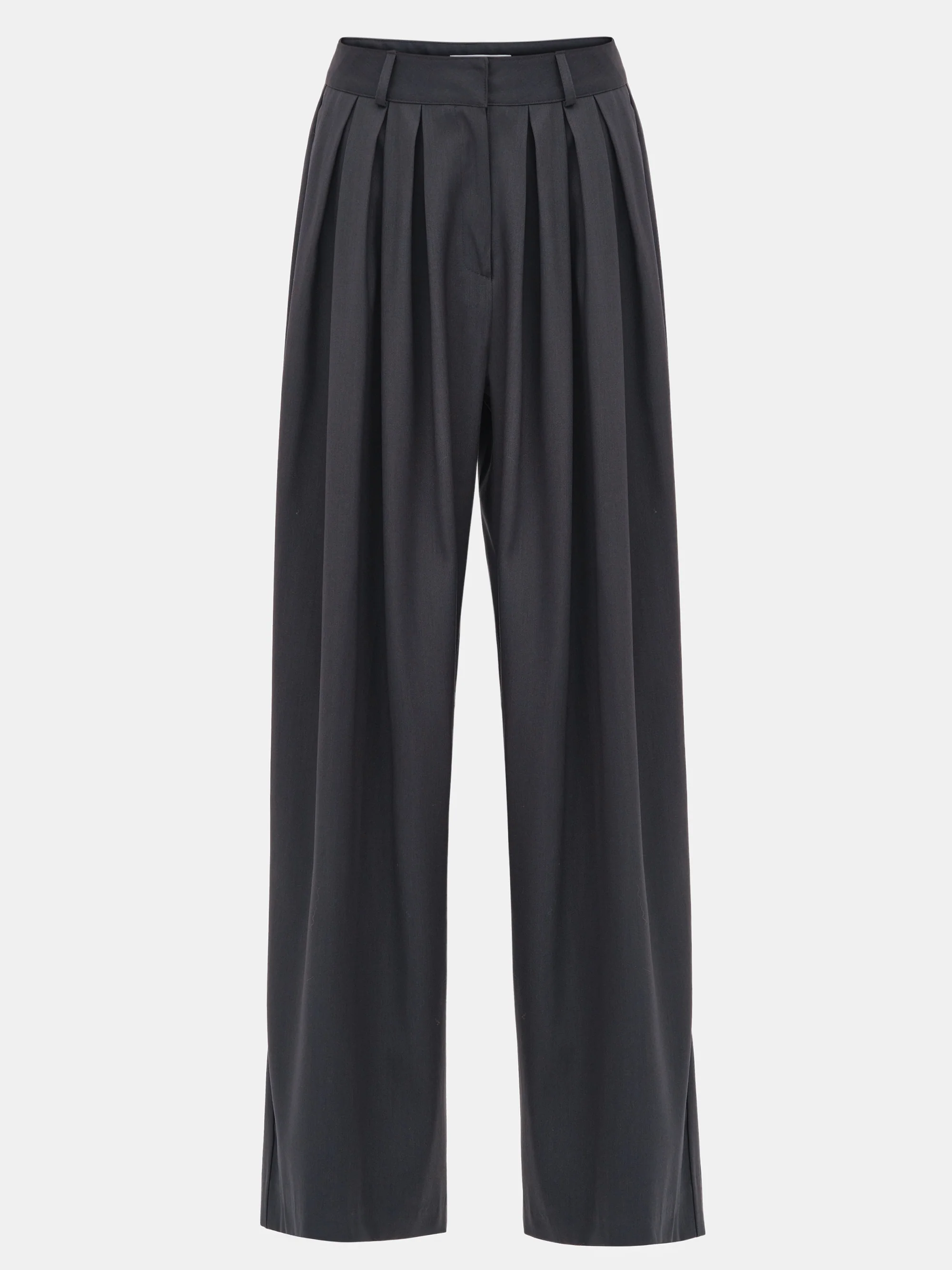 Wide Pleated Trousers, Charcoal - Image 5