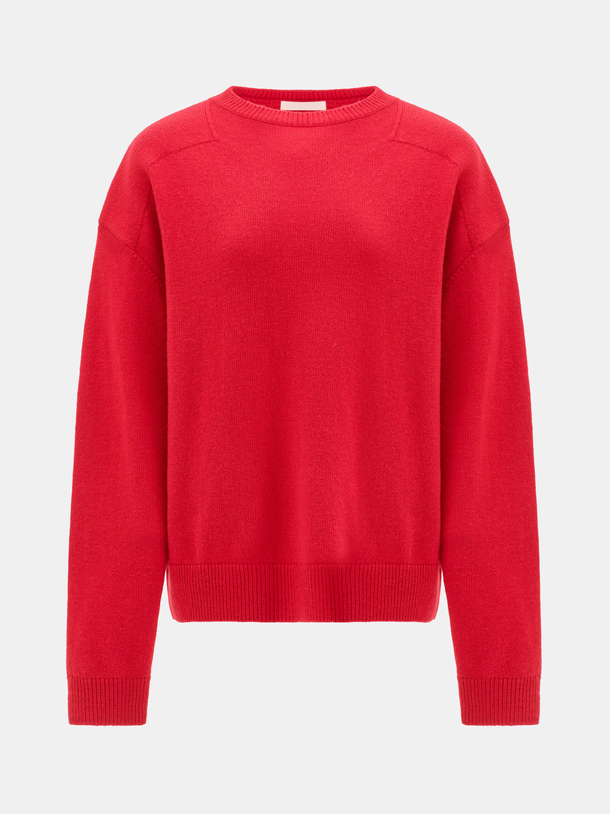 Wide-Shoulder Knit Sweater, Red - Image 6