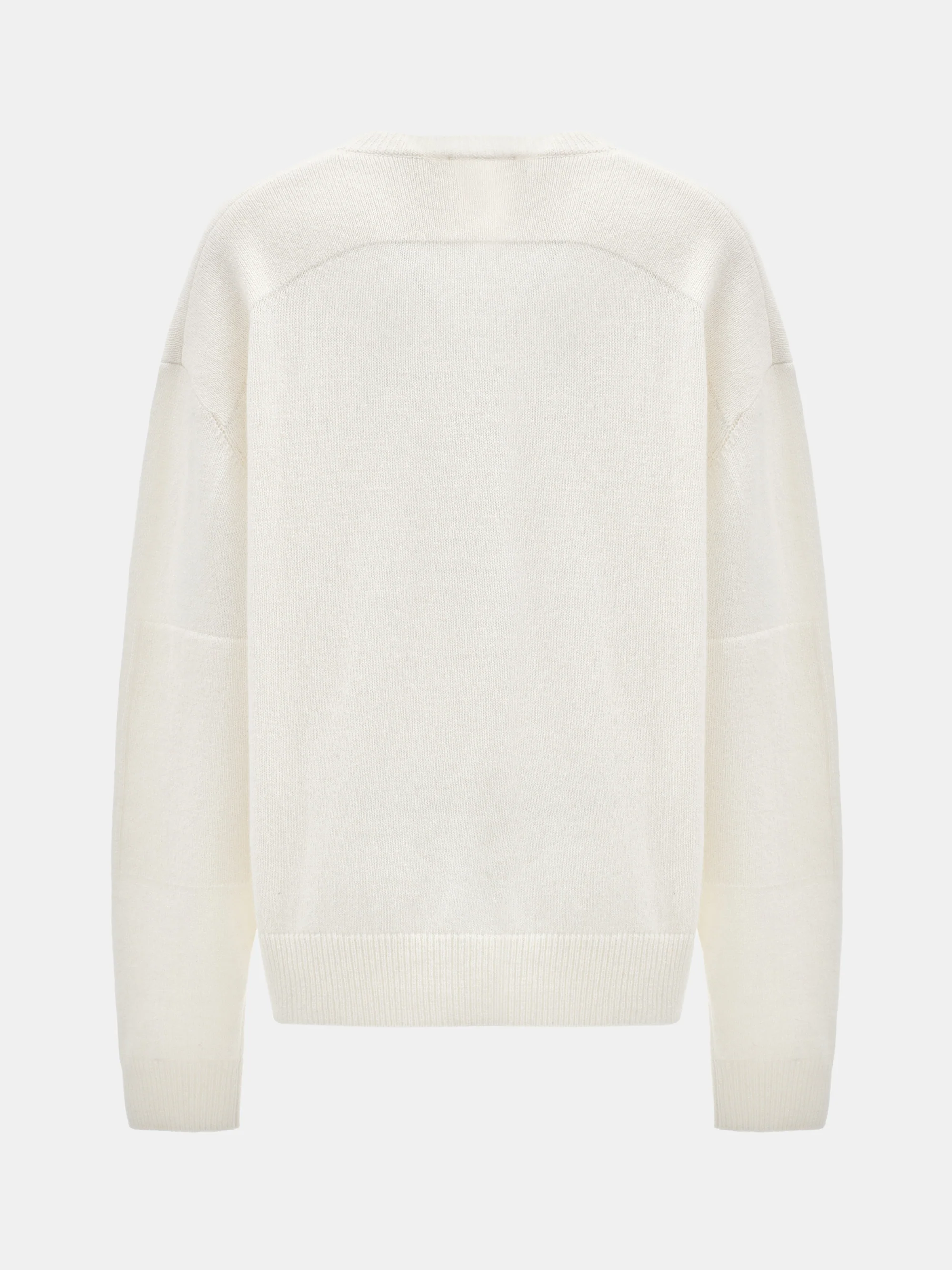 Wide-Shoulder Knit Sweater, White - Image 6