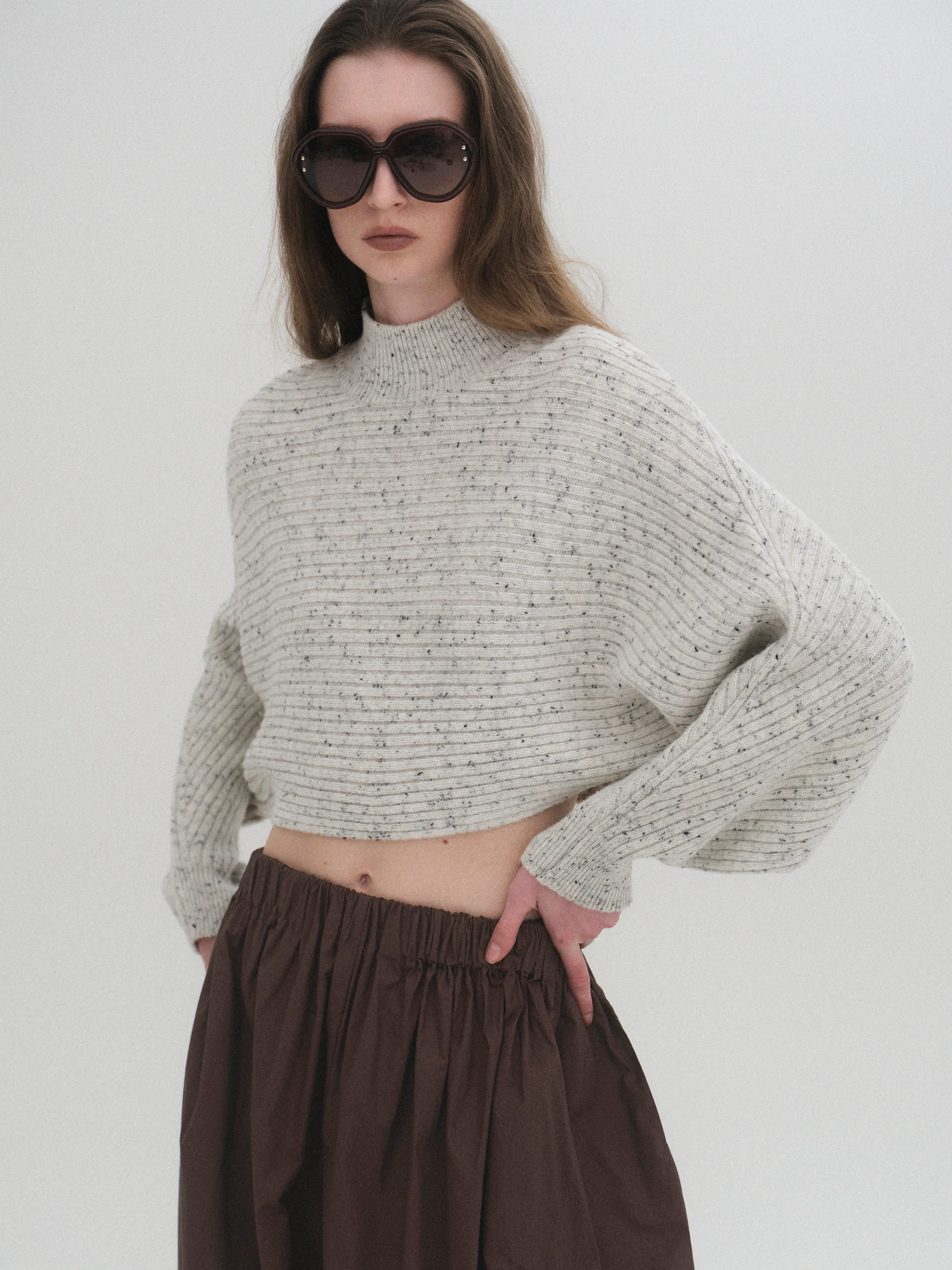 Wool Blend Balloon Knit, Oat - Image 2