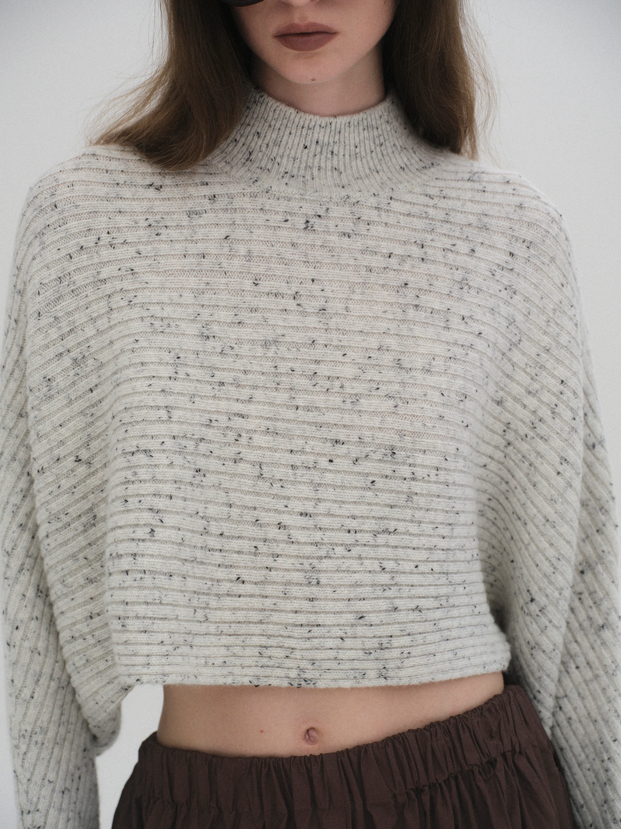 Wool Blend Balloon Knit, Oat - Image 3