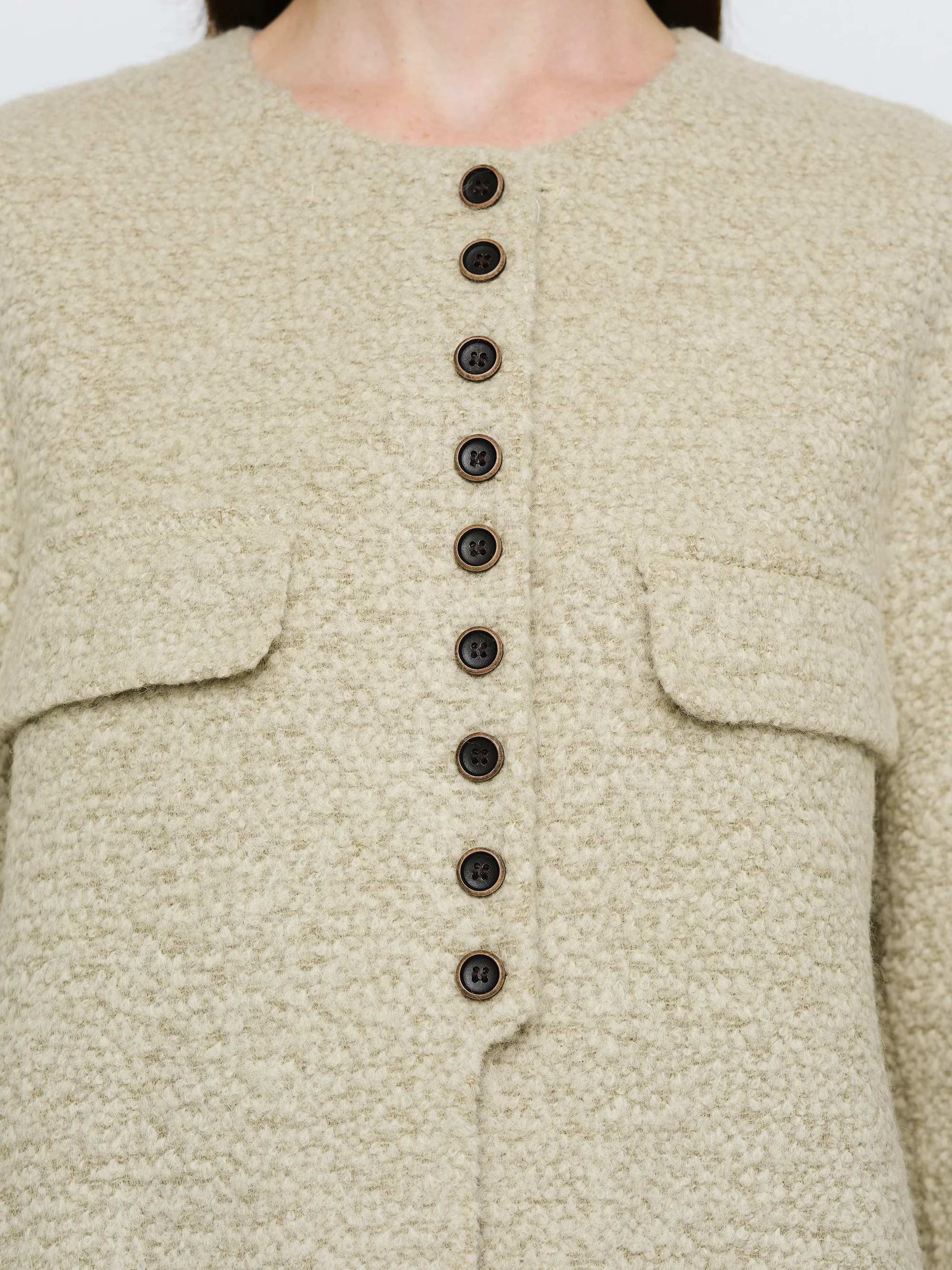 Wool-Blend Button Jacket, Sage - Image 2