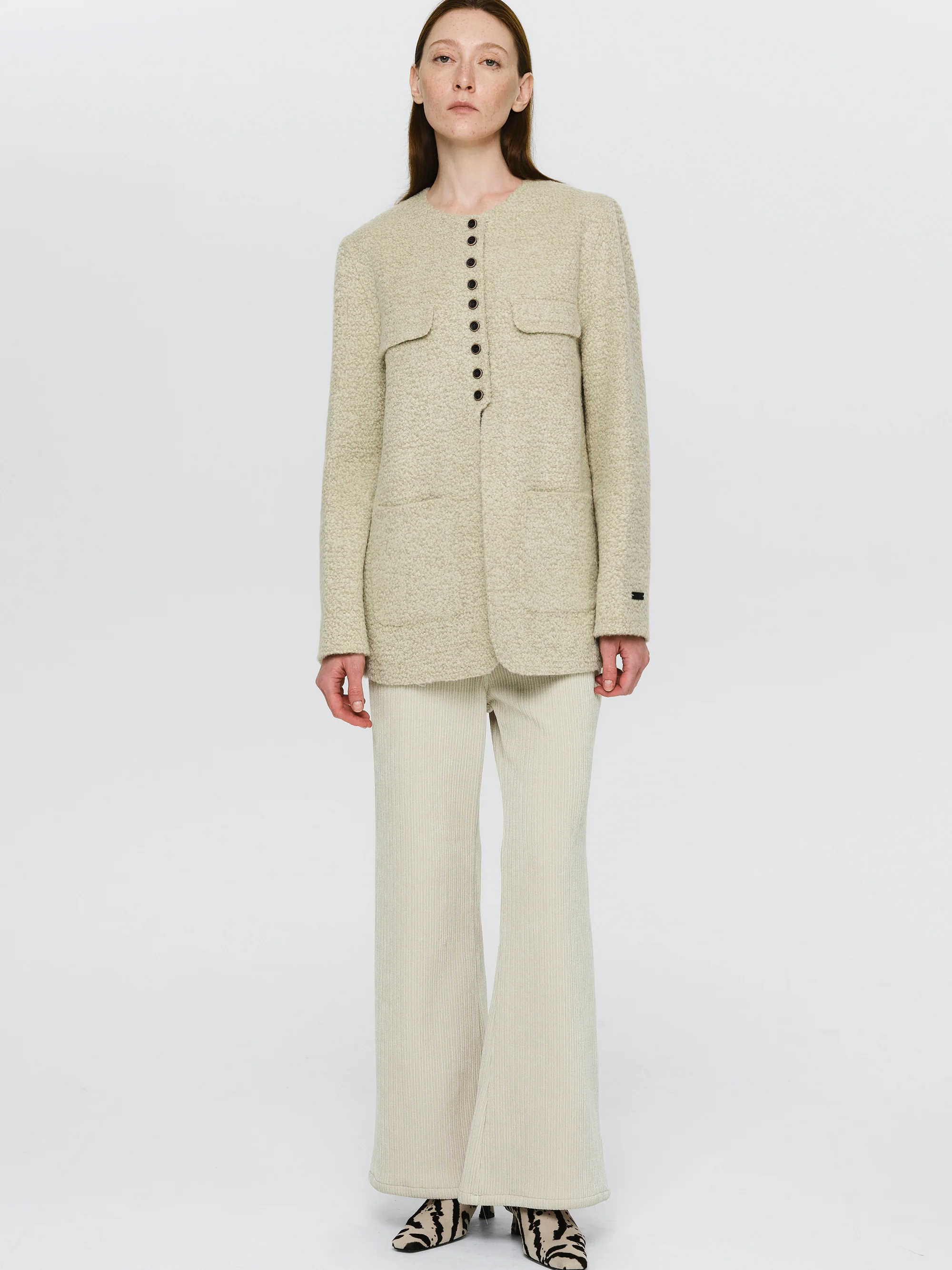 Wool-Blend Button Jacket, Sage - Image 4