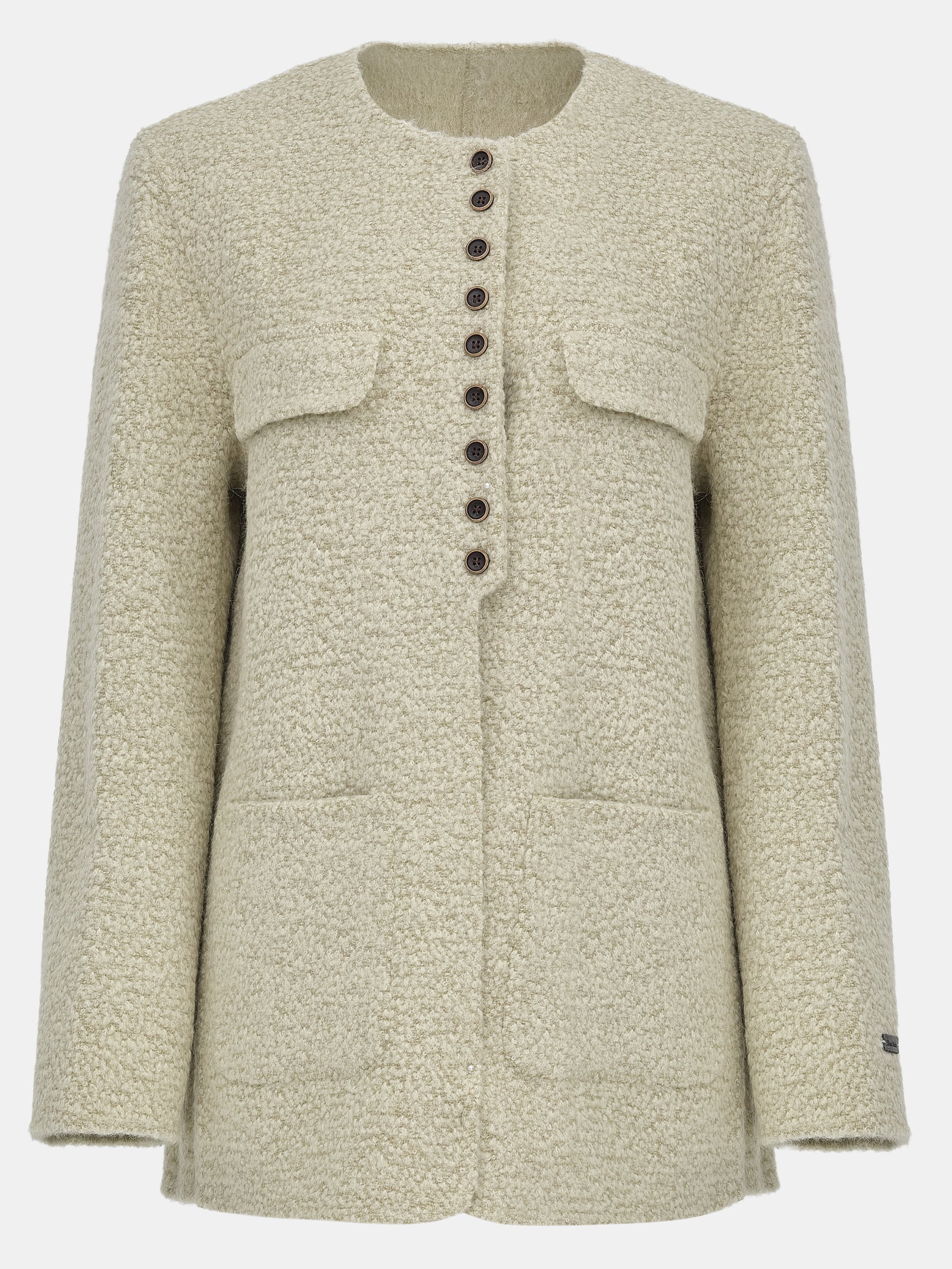 Wool-Blend Button Jacket, Sage - Image 6