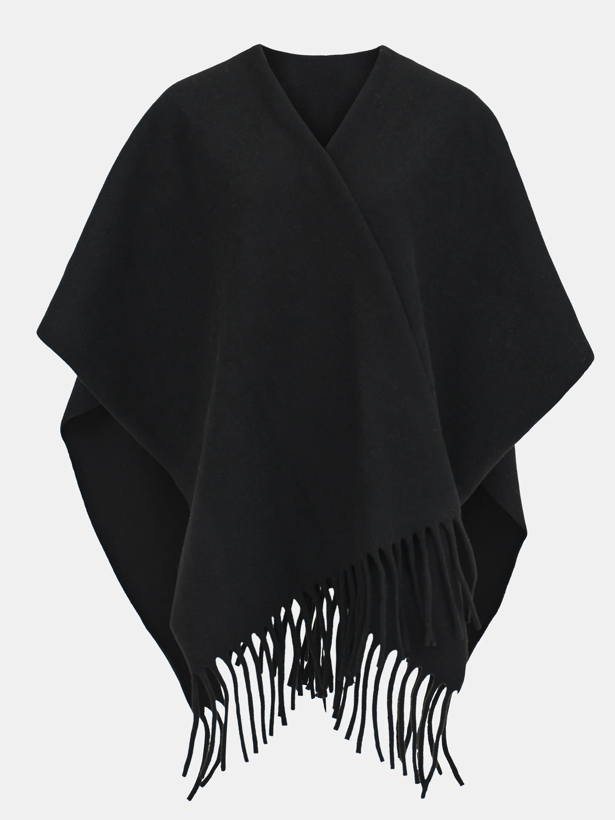 Wool-blend Fringe Scarf, Black