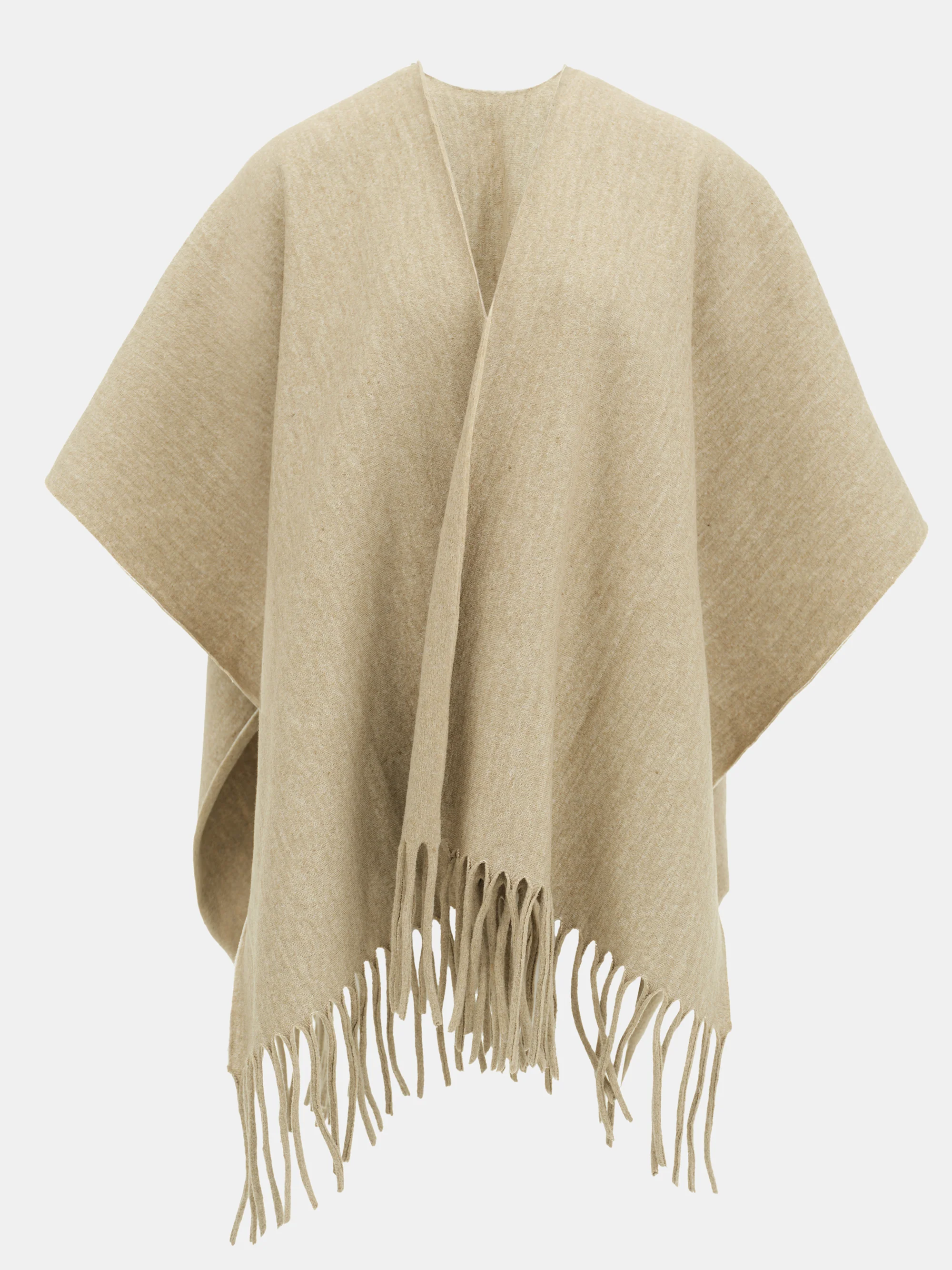 Wool-blend Fringe Scarf, Camel