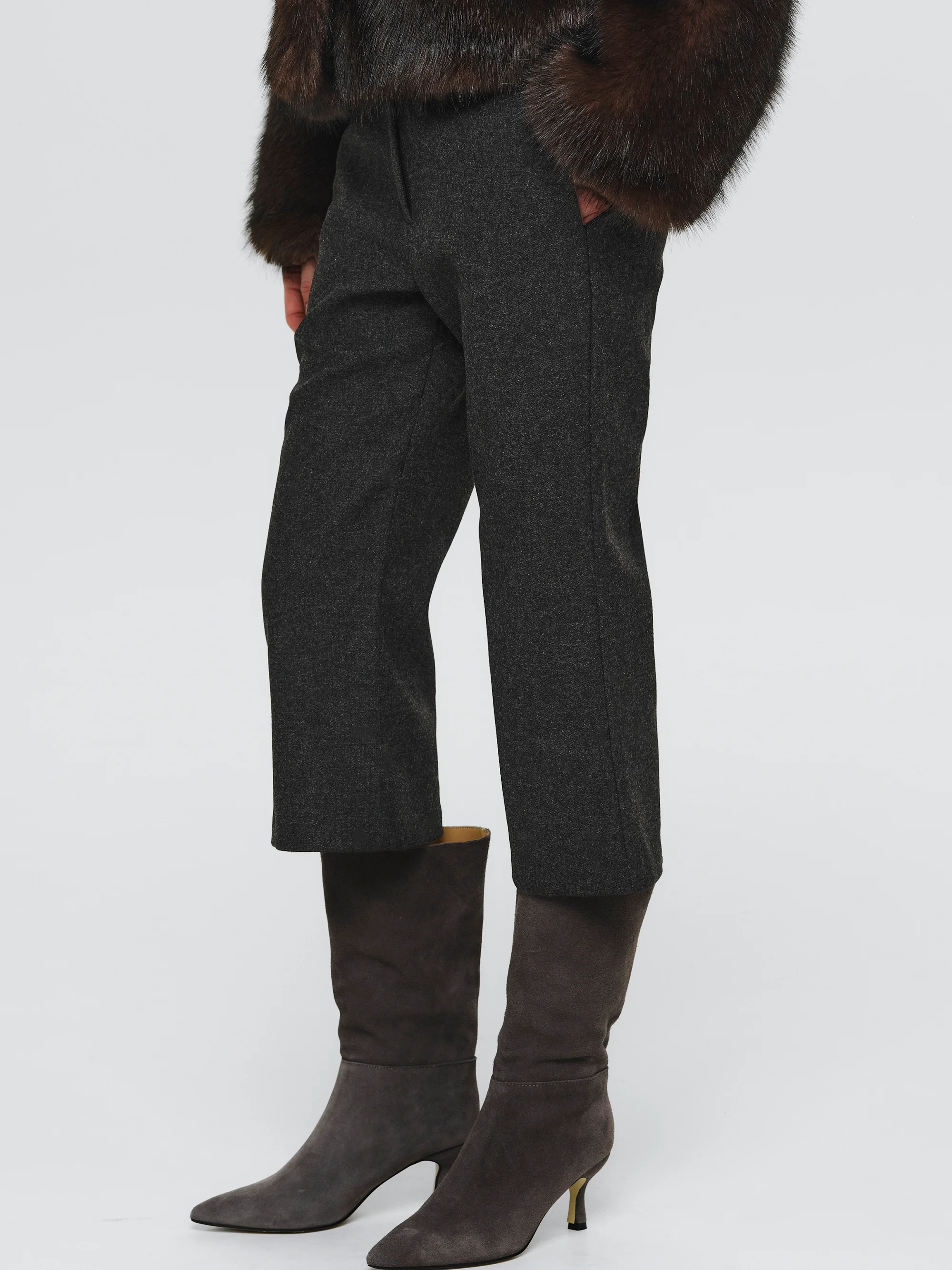 Wool-Blend Knee Pants, Brown - Image 3