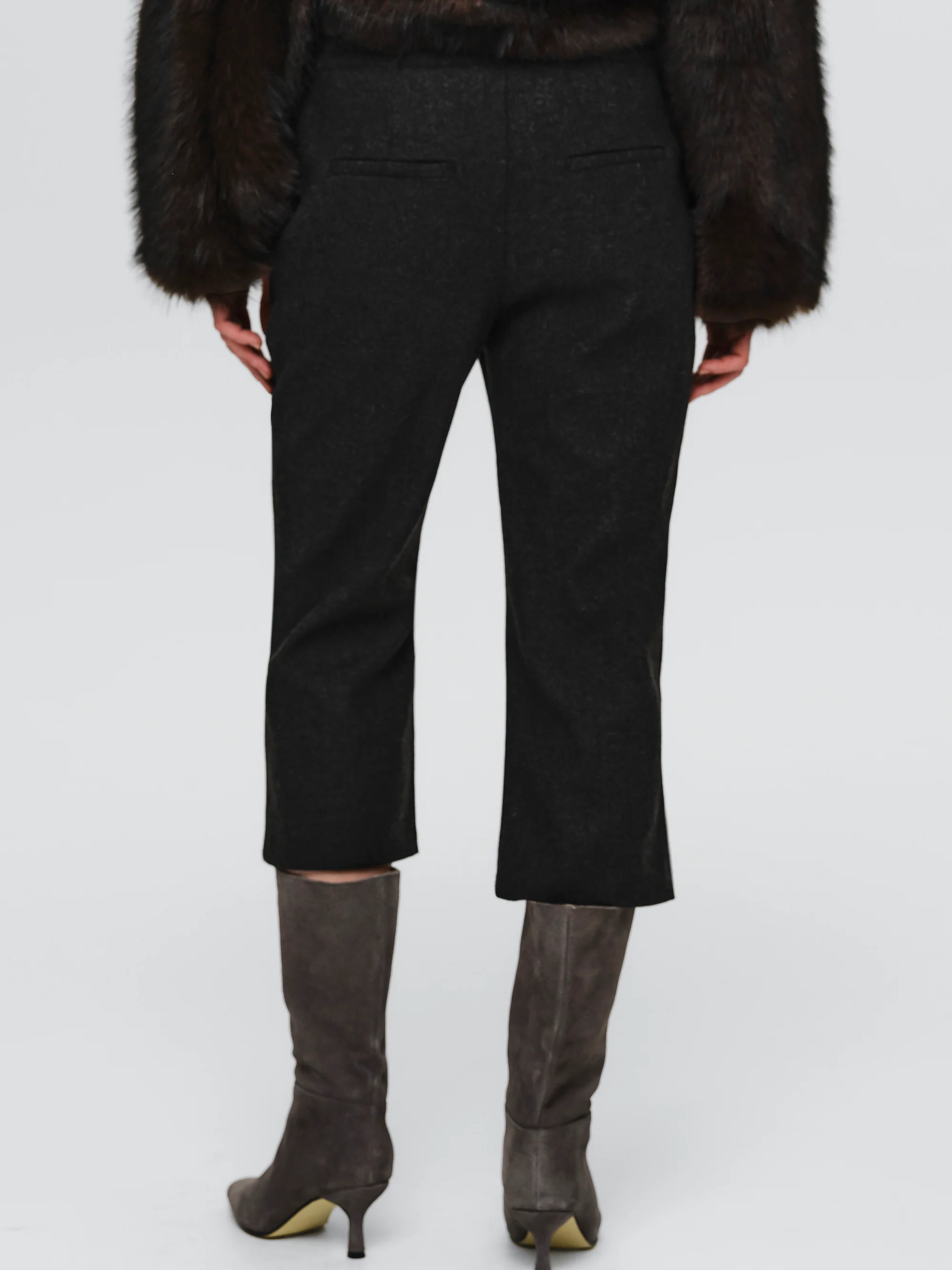 Wool-Blend Knee Pants, Brown - Image 4