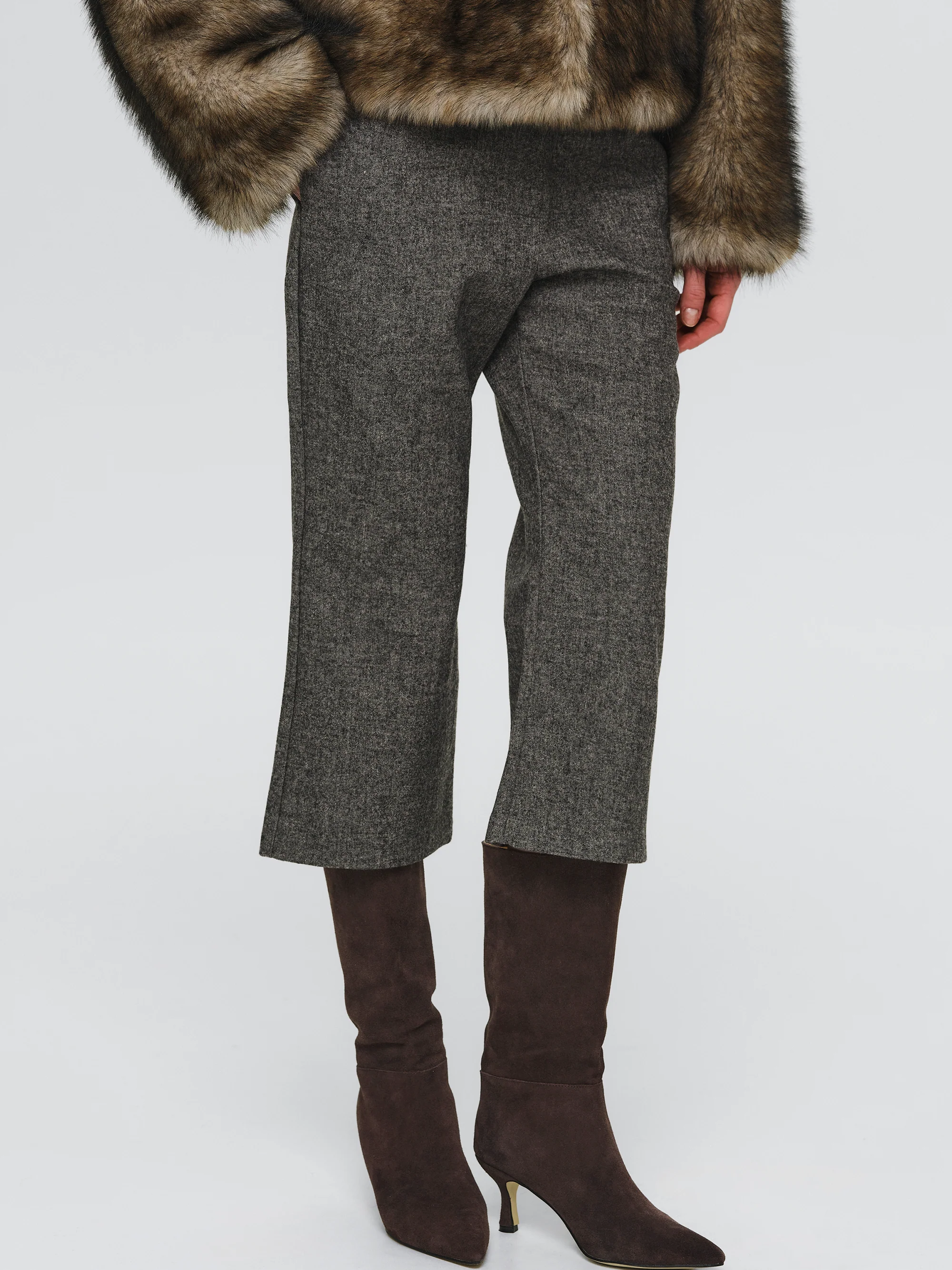 Wool-Blend Knee Pants, Grey - Image 4