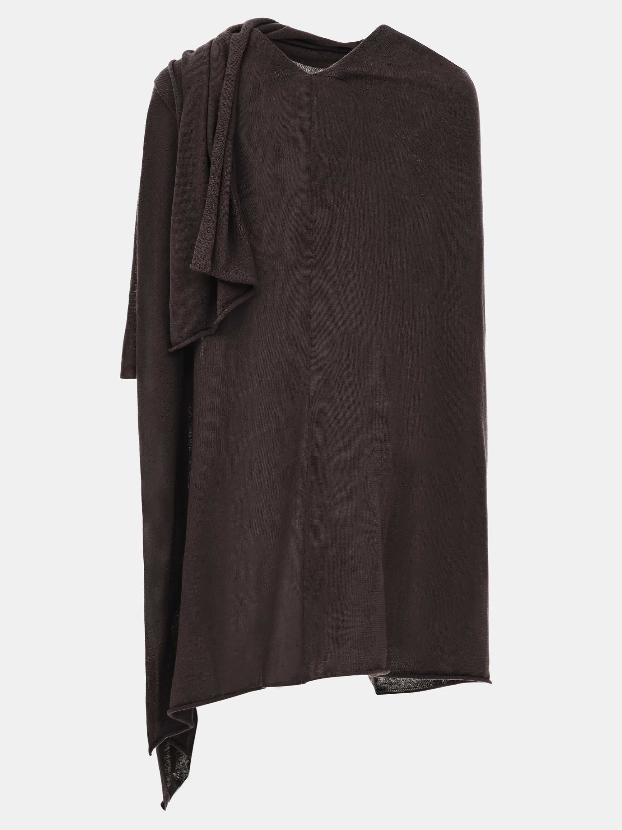 Wool-Blend Knit Shawl, Brown - Image 6