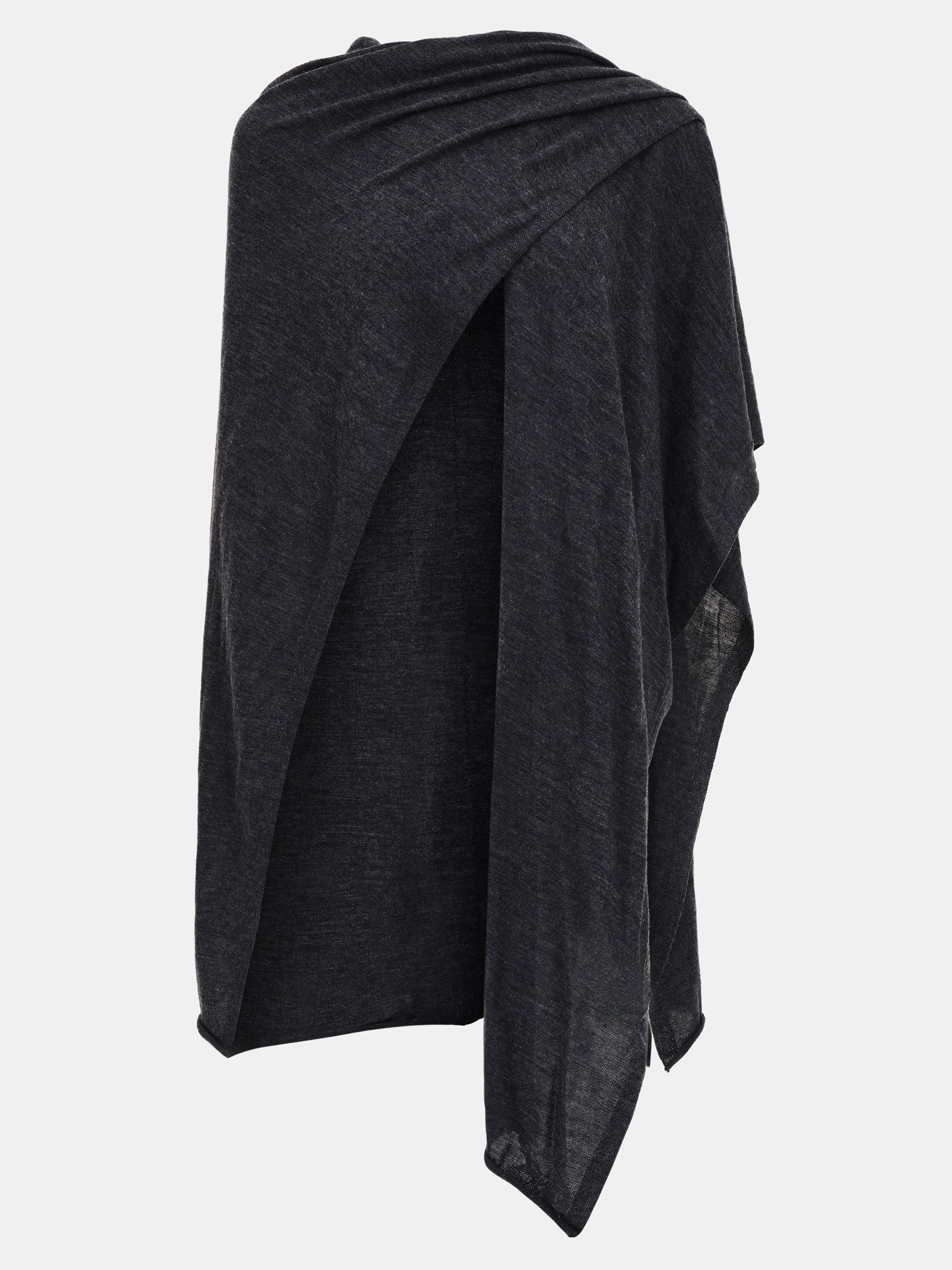 Wool-Blend Knit Shawl, Charcoal - Image 6