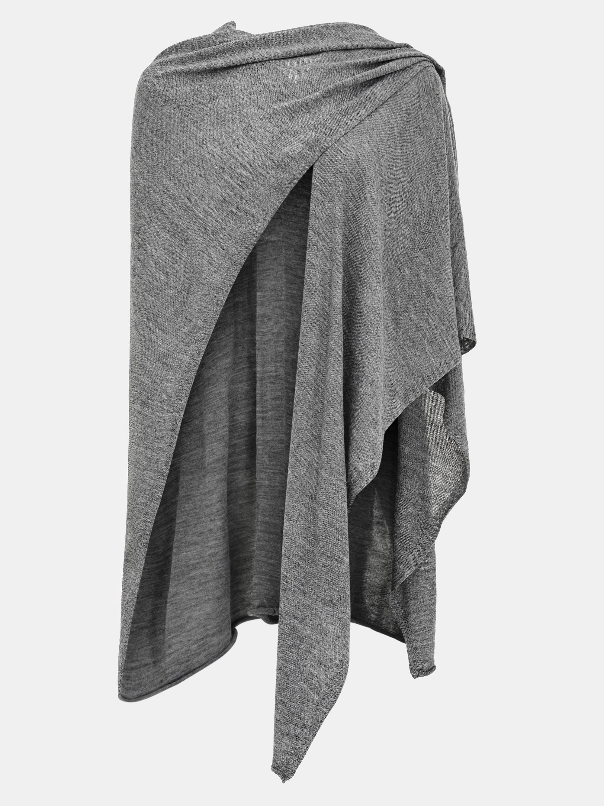 Wool-Blend Knit Shawl, Grey - Image 4
