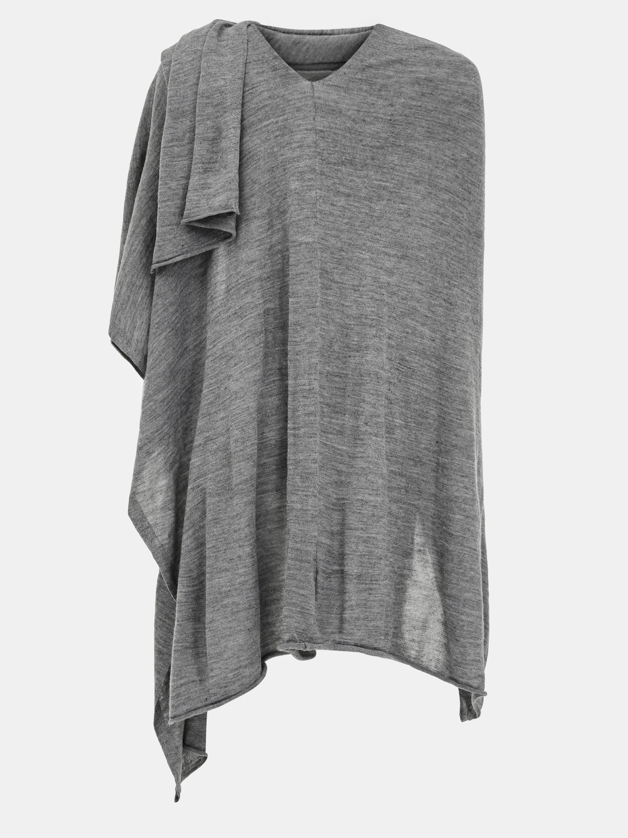 Wool-Blend Knit Shawl, Grey - Image 5
