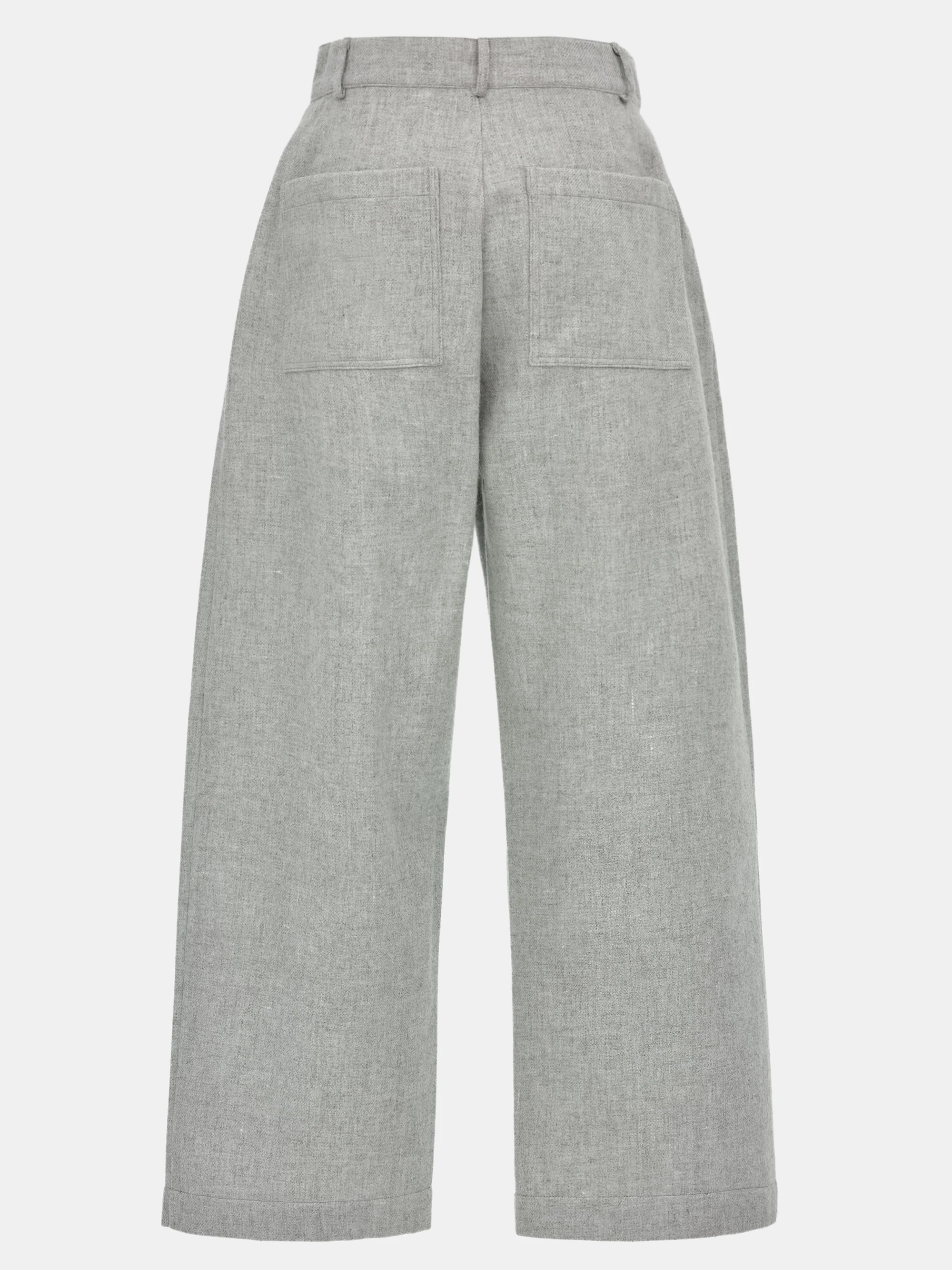 Wool-Blend Wide Trousers, Grey - Image 6
