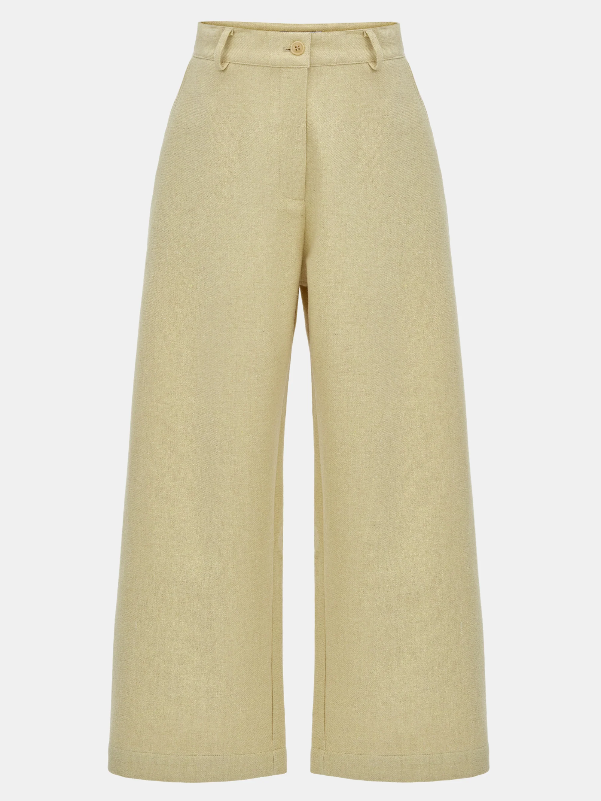 Wool-Blend Wide Trousers, Yellow - Image 5
