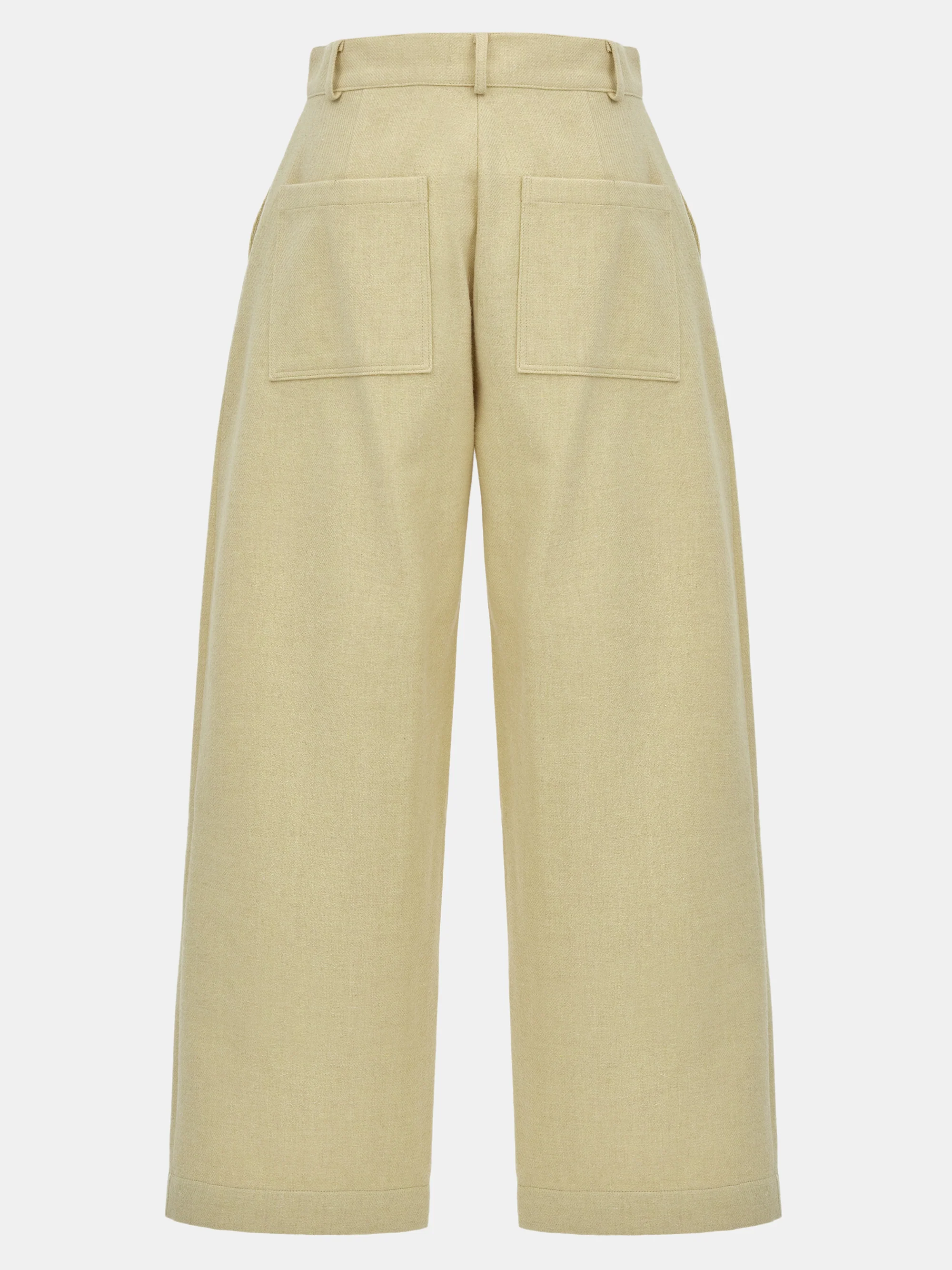 Wool-Blend Wide Trousers, Yellow - Image 6