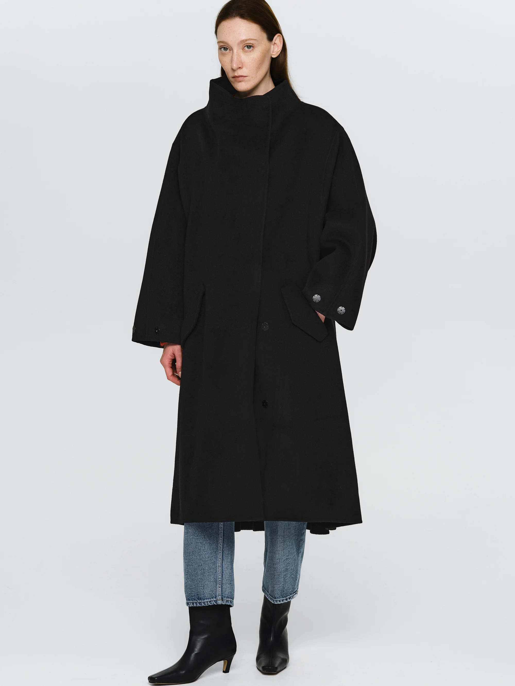 Wool-Cashmere Blend Coat, Black
