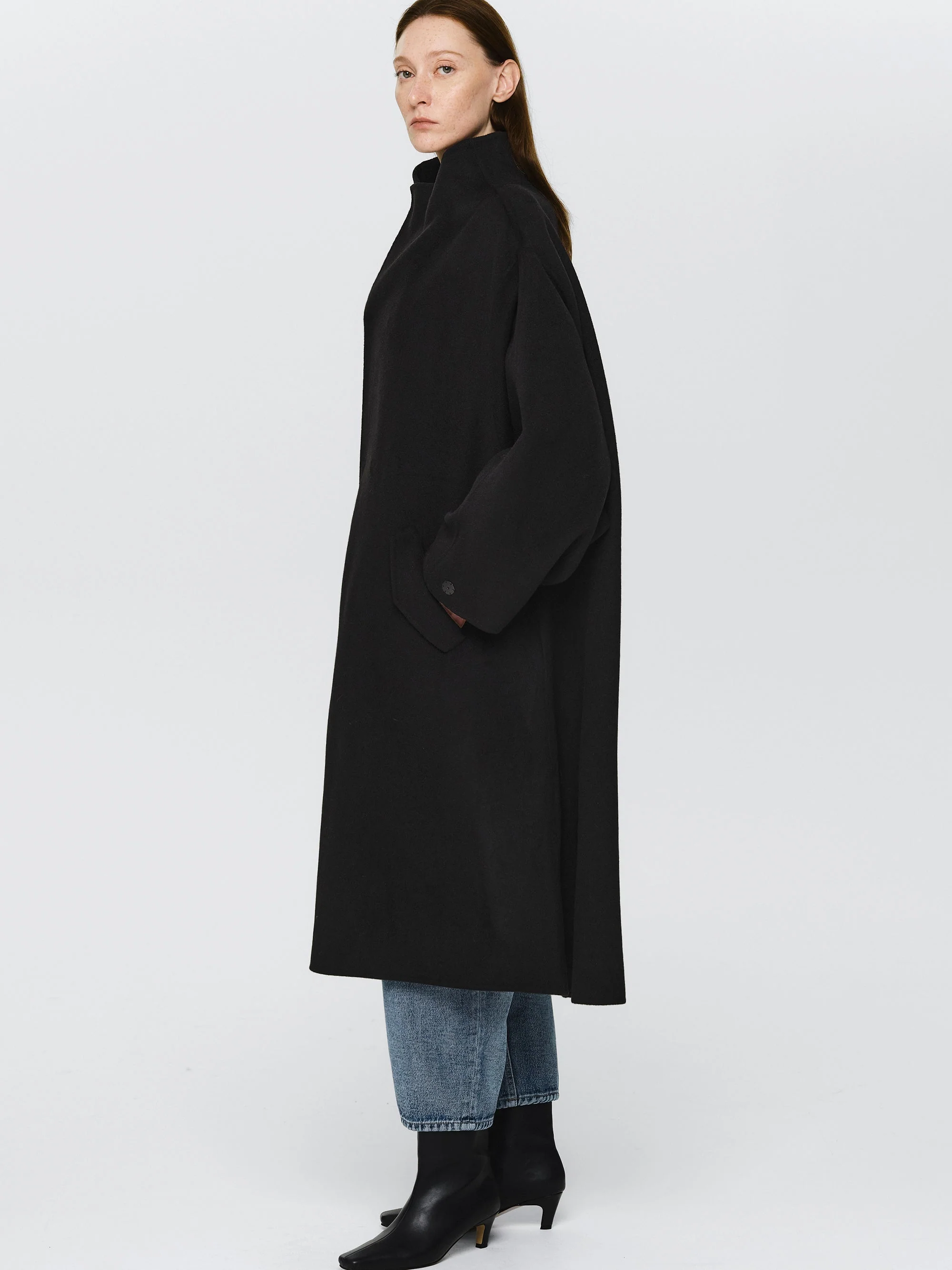 Wool-Cashmere Blend Coat, Black - Image 3