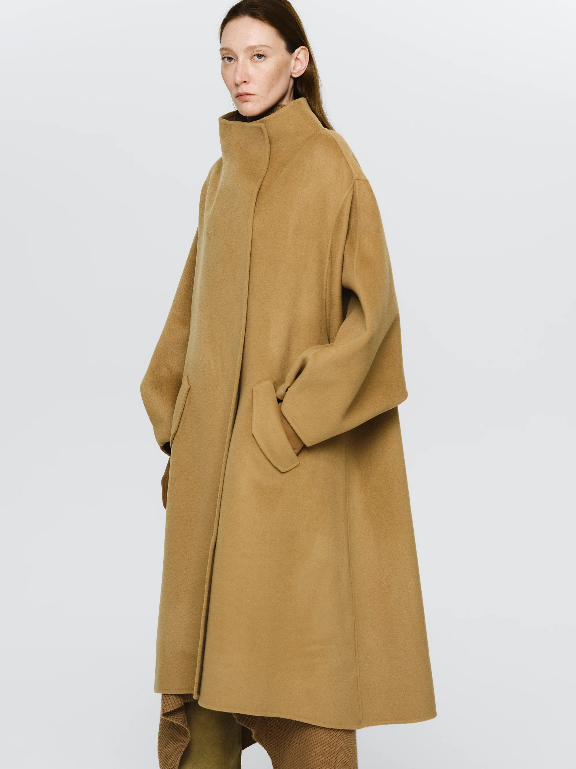 Wool-Cashmere Blend Coat, Camel