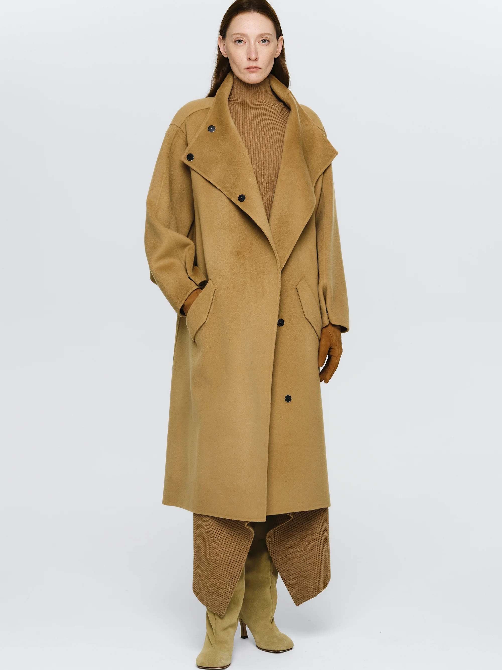 Wool-Cashmere Blend Coat, Camel - Image 2