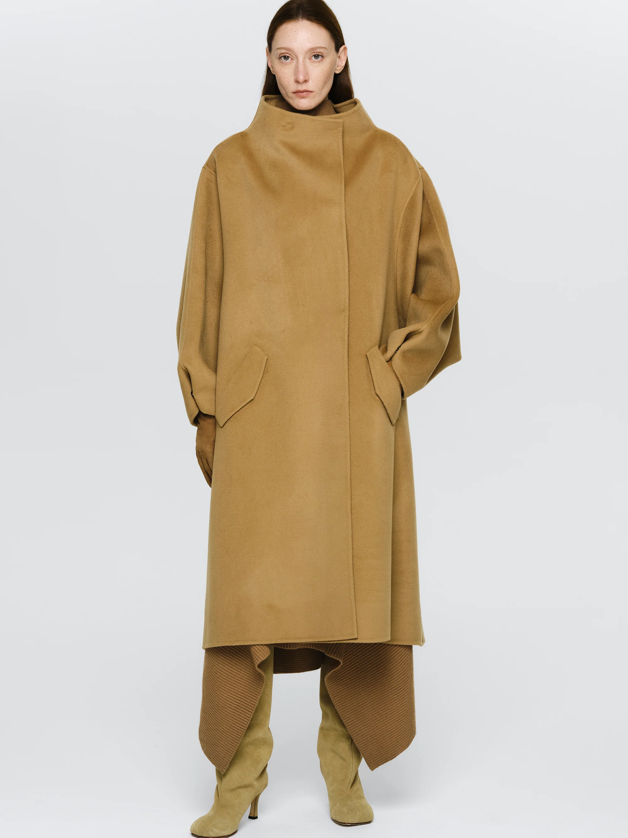 Wool-Cashmere Blend Coat, Camel - Image 3
