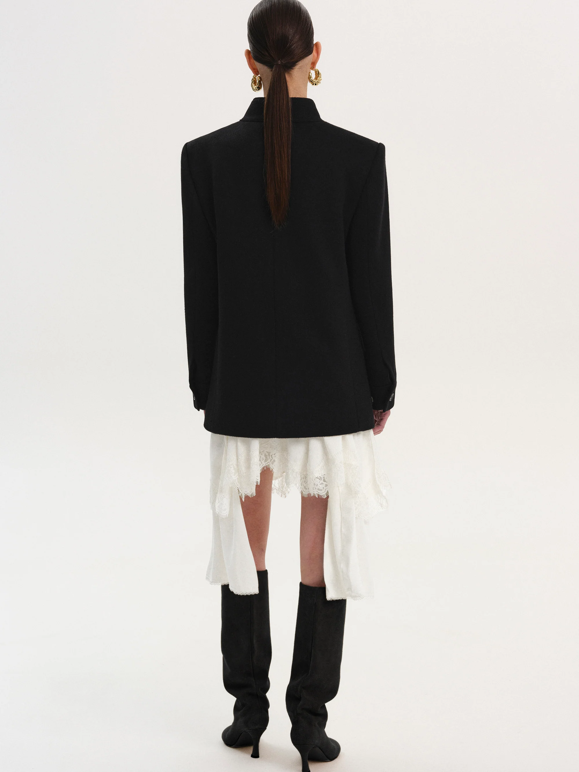 Wool Cashmere Officer Jacket, Black - Image 6