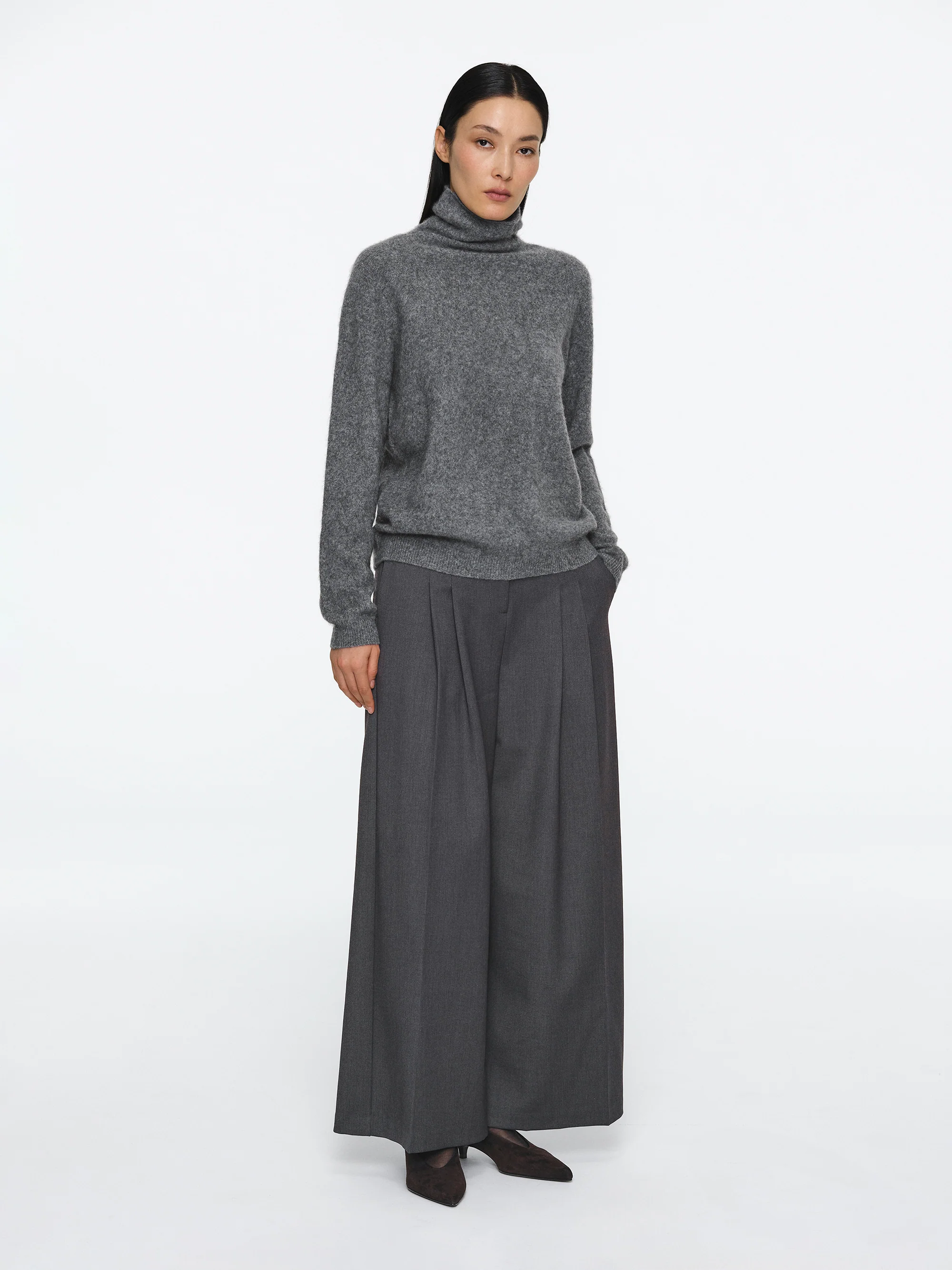 Wool Cashmere Turtleneck, Charcoal - Image 3