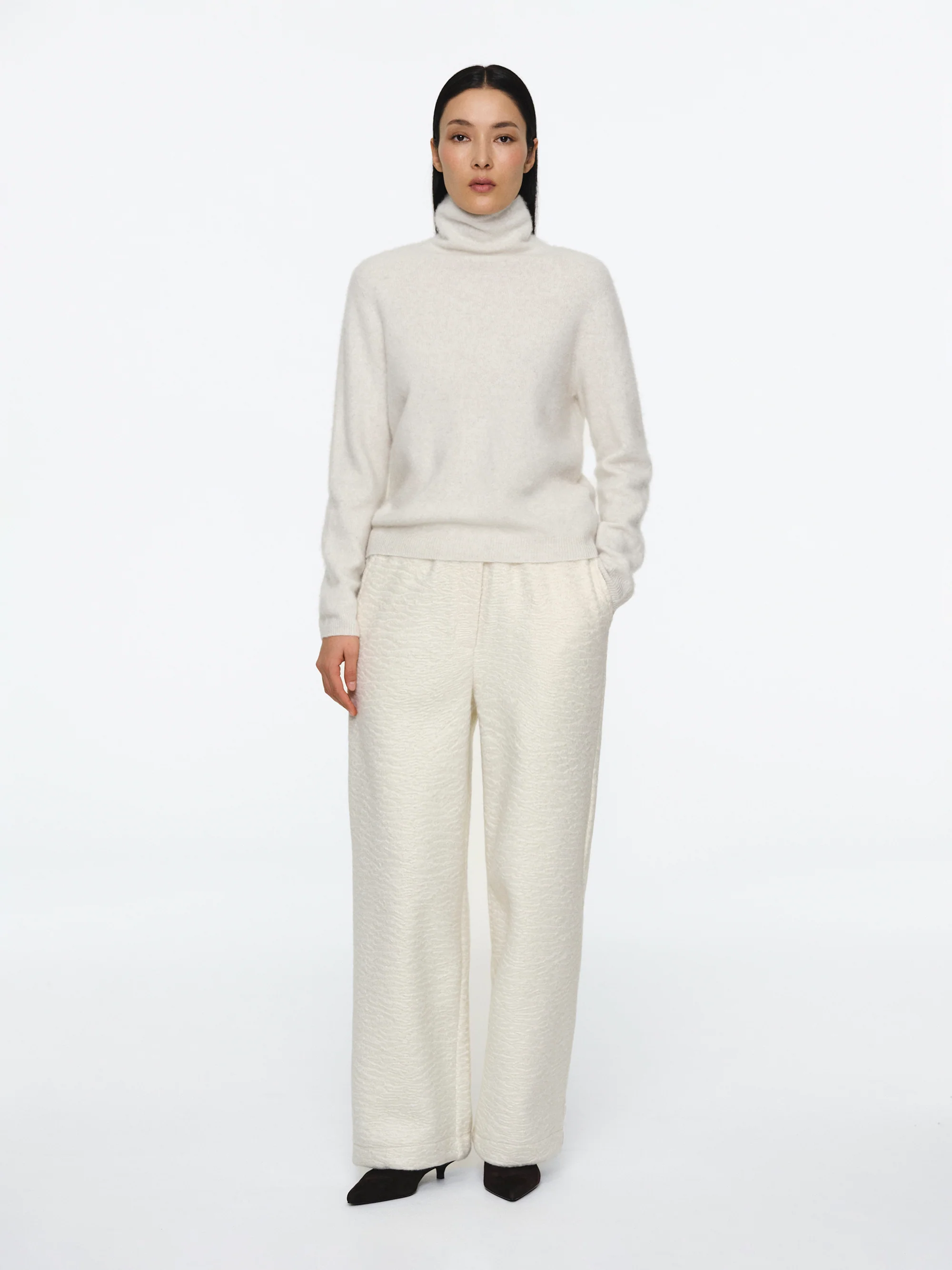 Wool Cashmere Turtleneck, Ivory