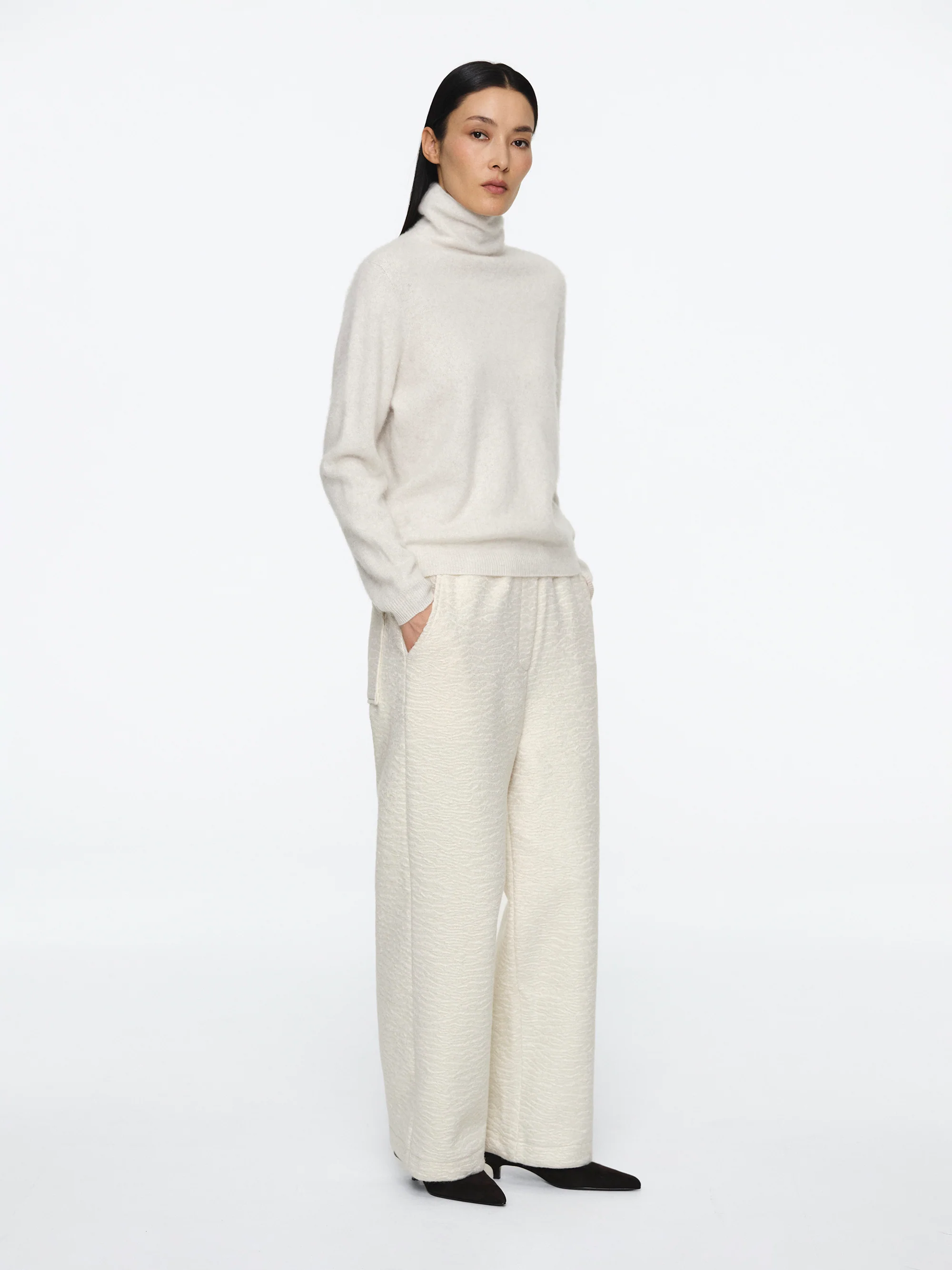 Wool Cashmere Turtleneck, Ivory - Image 3